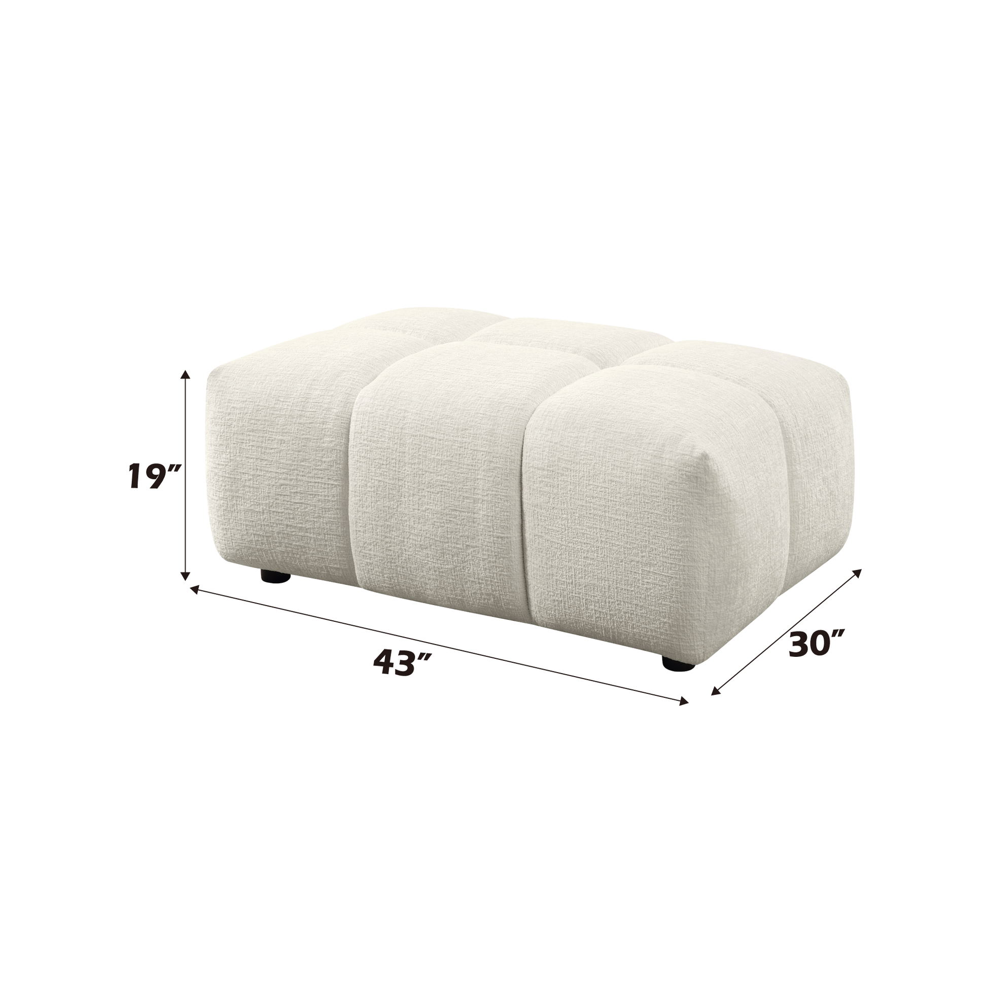 Loanna Beige Linen Modular Sectional with Ottoman