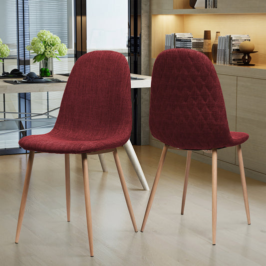 Loretta Mid-Century Modern Upholstered Side Chairs Set of 2 Red