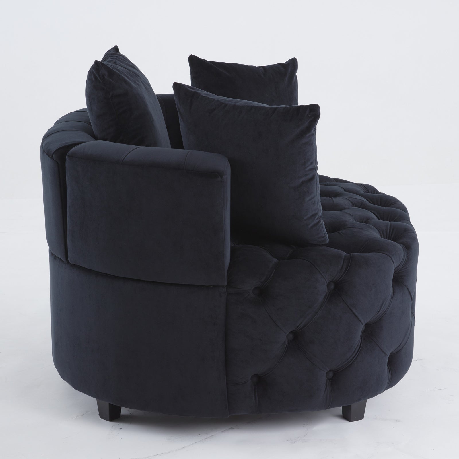 Fayola Velvet Akili Accent Chair, Black