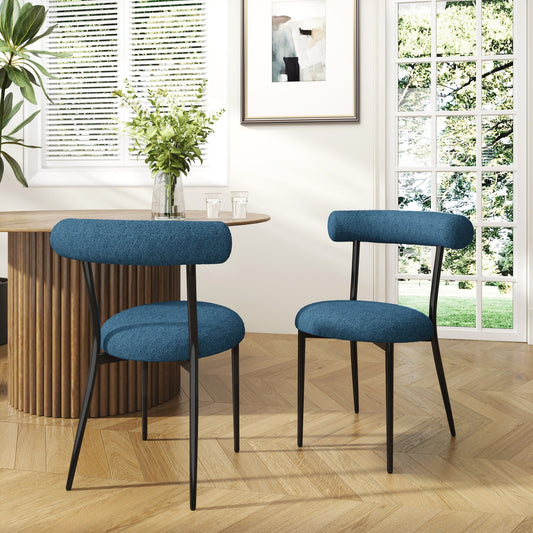 Zephira Modern Upholstered Side Chairs with Black Legs Set of 2 Blue