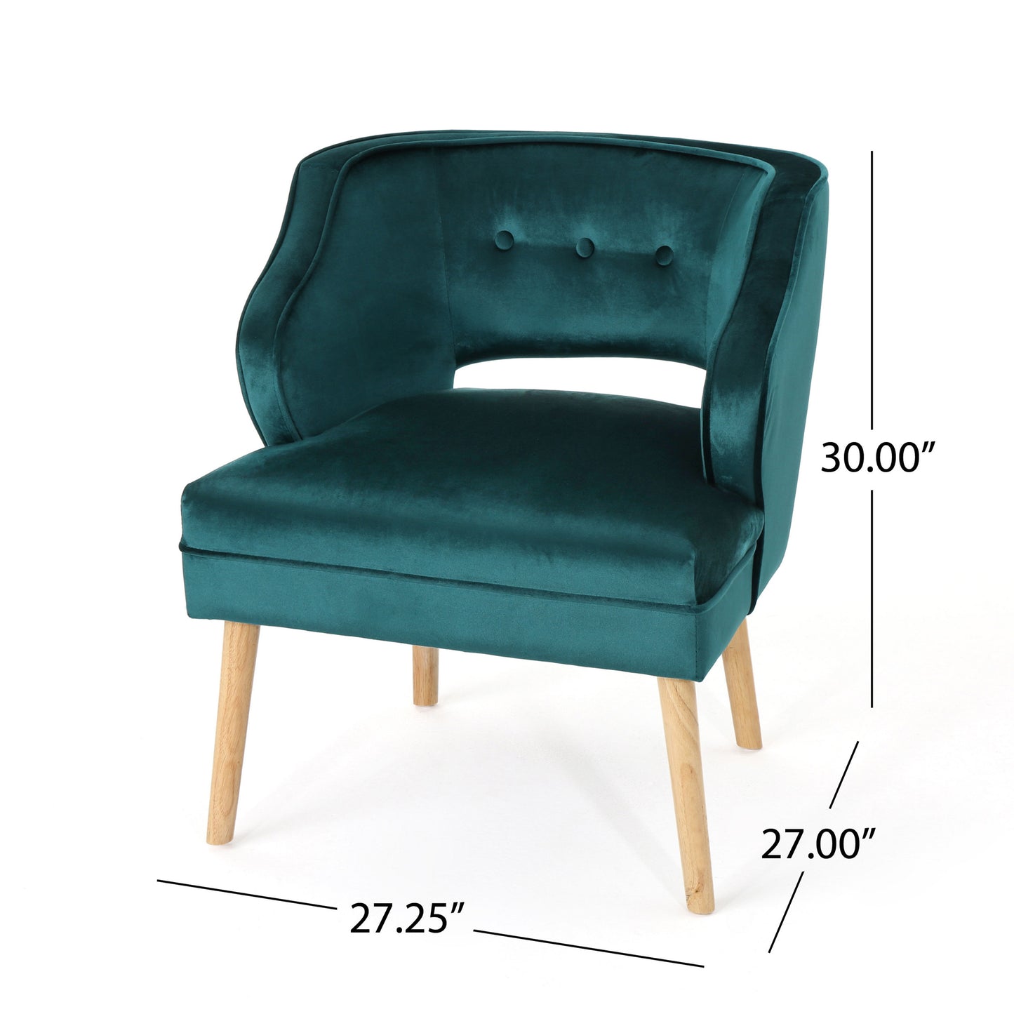 Wren Mid-Century Teal Velvet Tufted Accent Chair