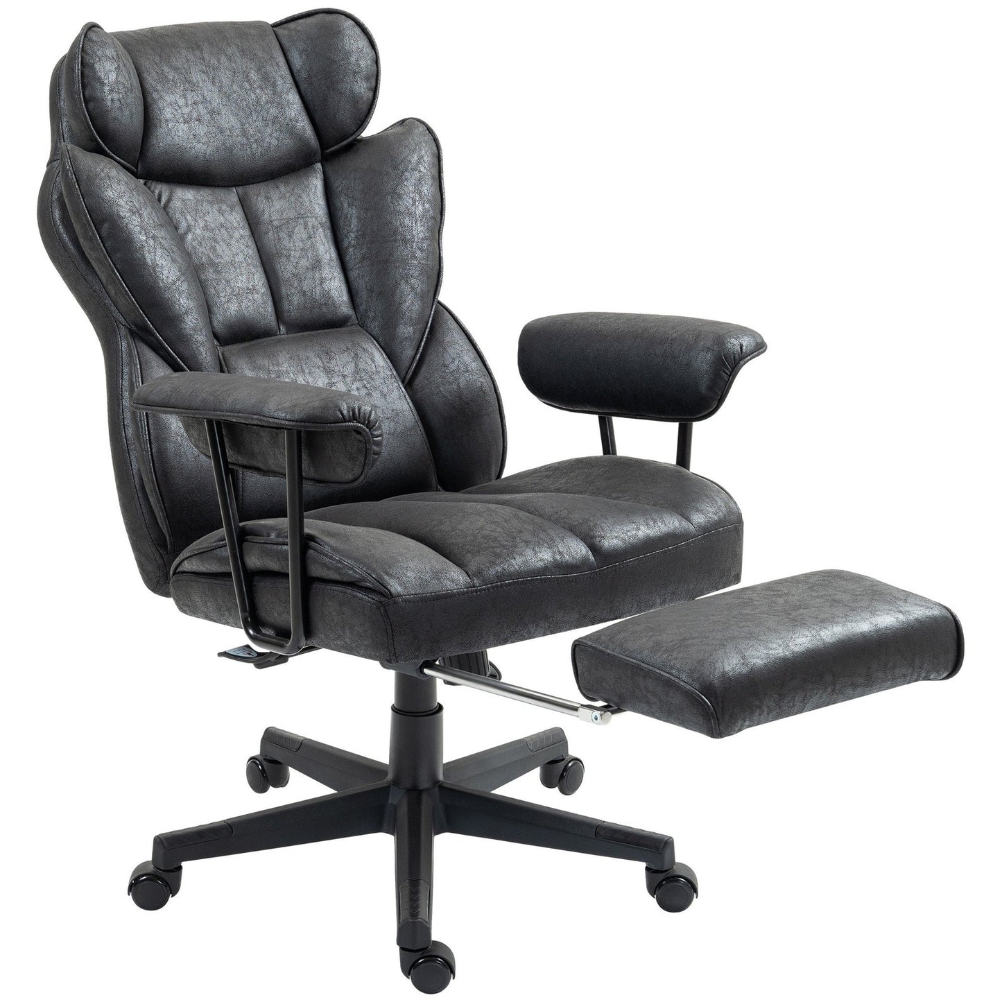 Herbie Big & Tall Microfiber Executive Office Chair with Heat & Massage, Black