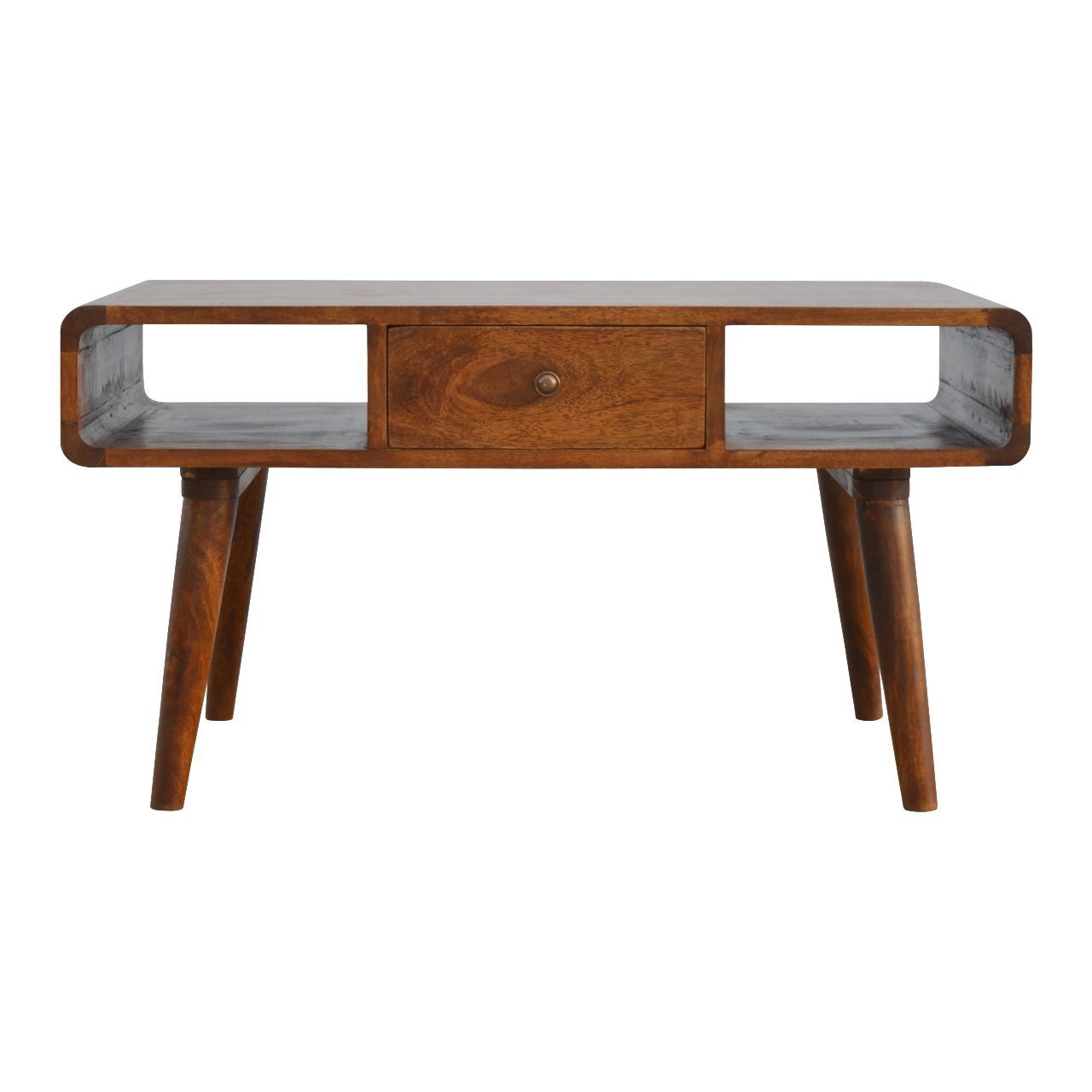 Maude Solid Wood Curved Chestnut Coffee Table