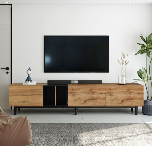 Maya Modern 80" TV Console, Brown & Black