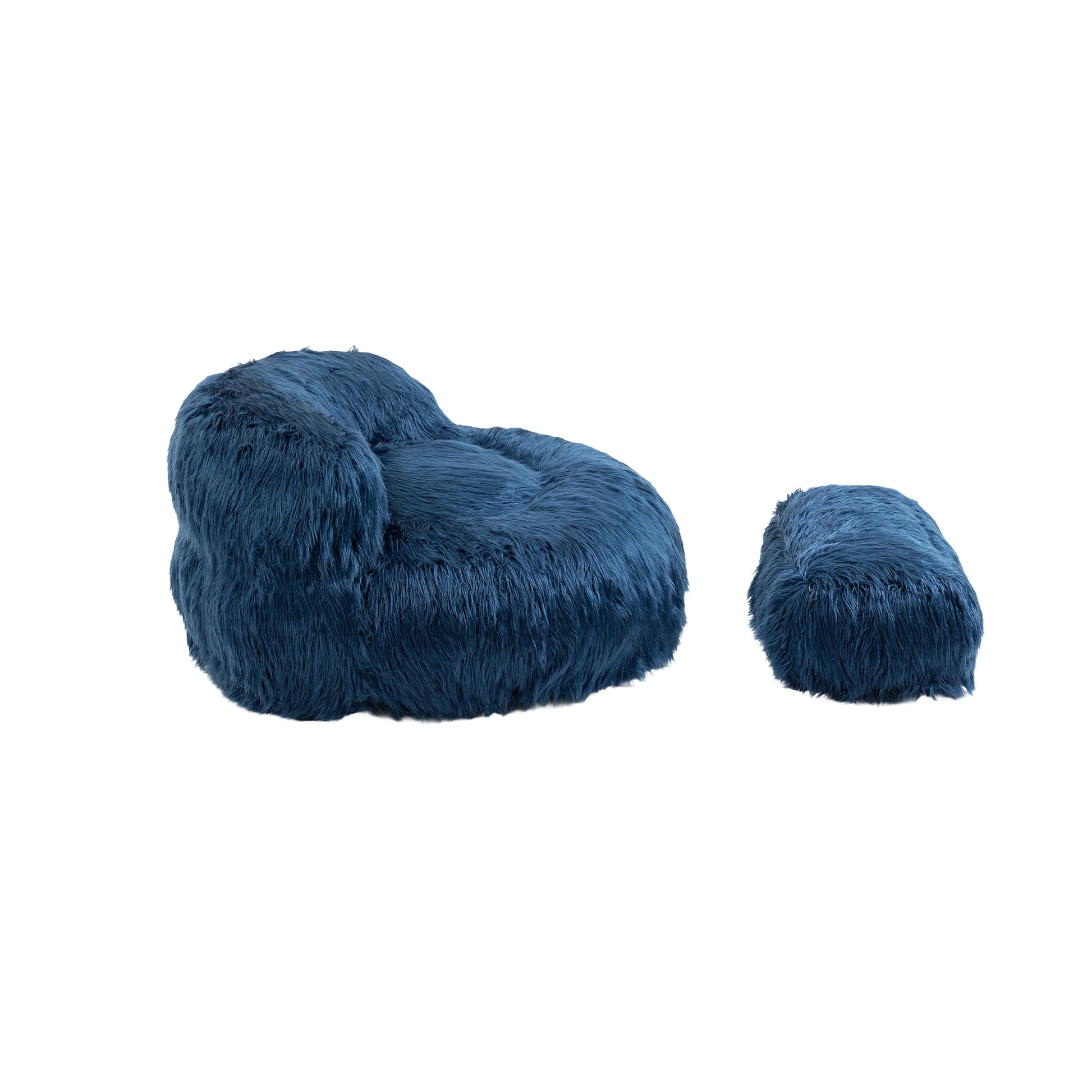 Coolmore Chic Comfort Navy Bean Bag Chair & Ottoman for Gaming and Relaxation