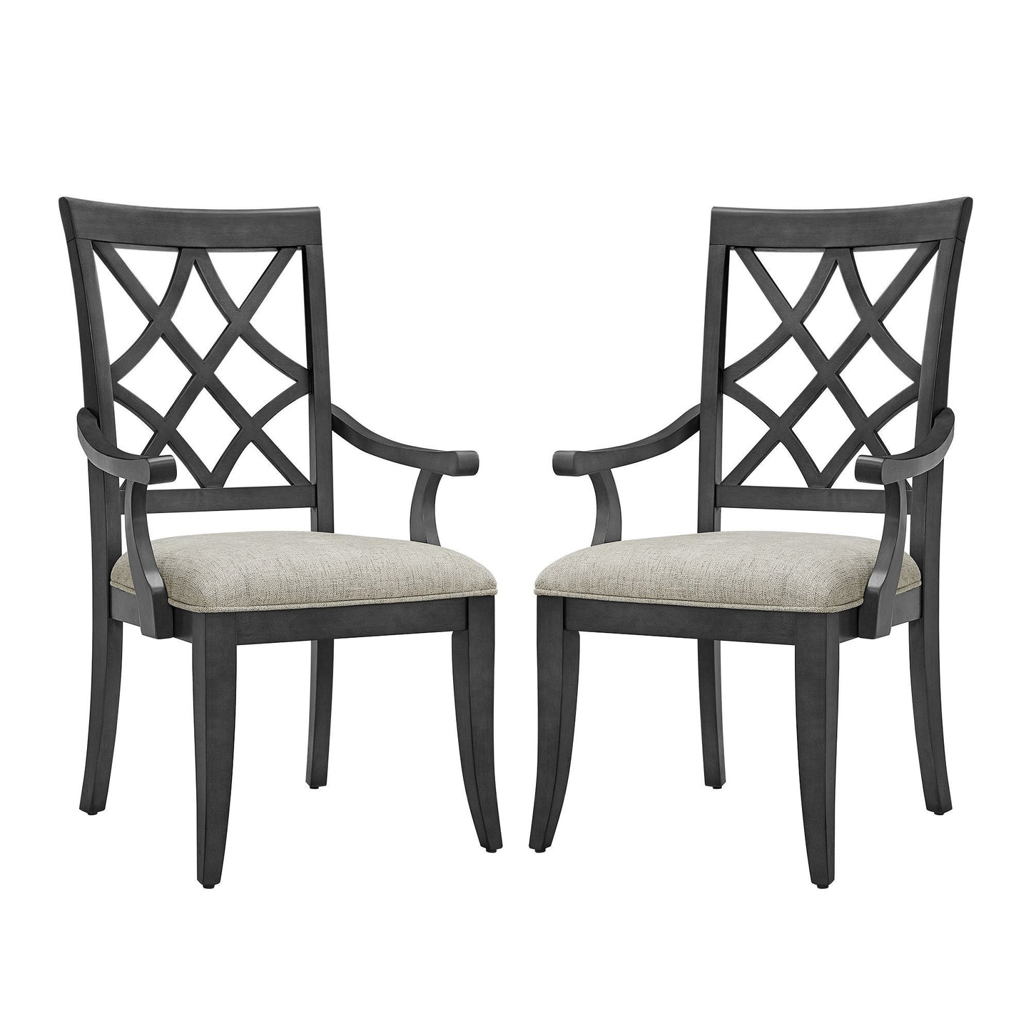 Fable Mid-Century Modern Dining Arm Chairs Set of 2 Dark Oak