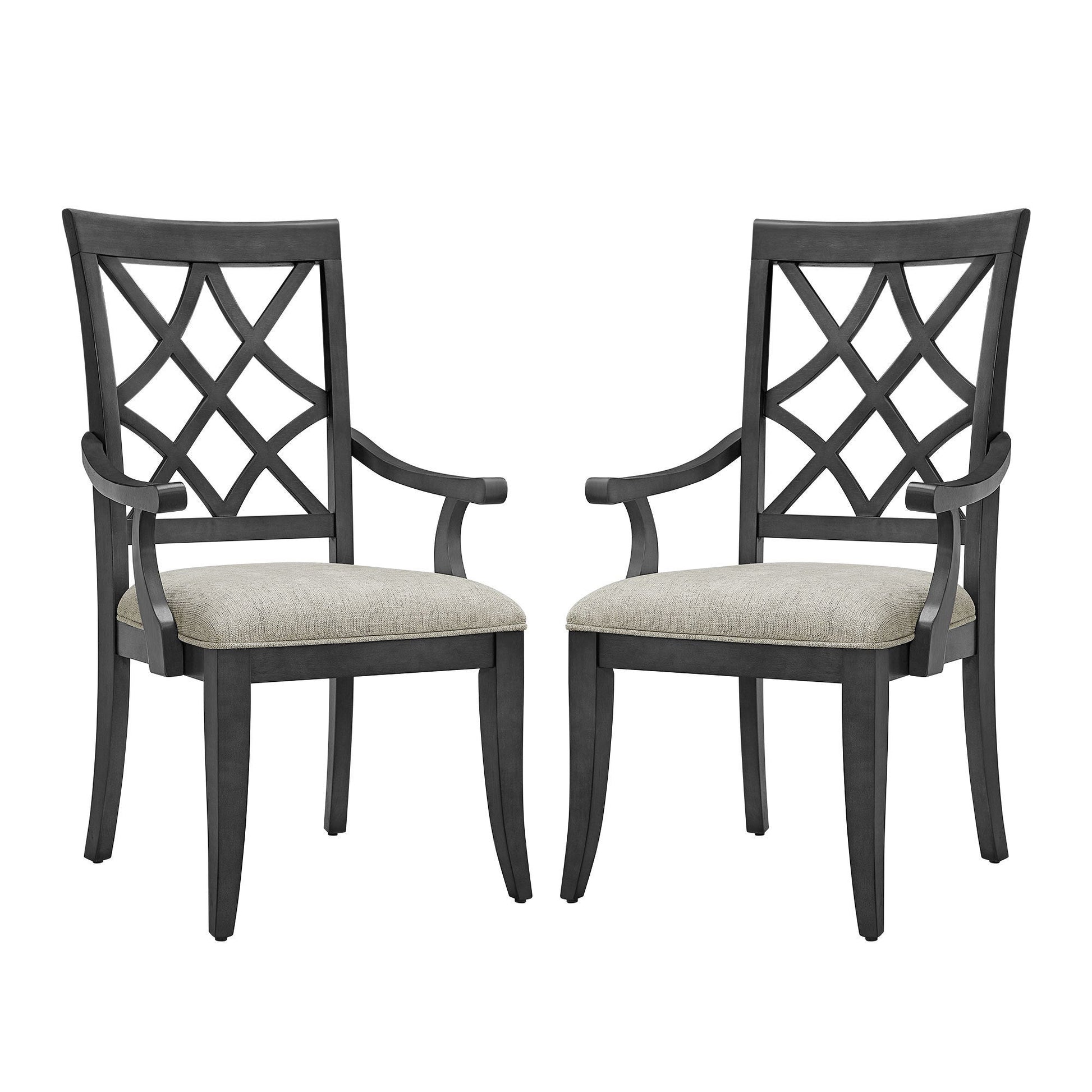 Fable Mid-Century Modern Dining Arm Chairs Set of 2 Dark Oak