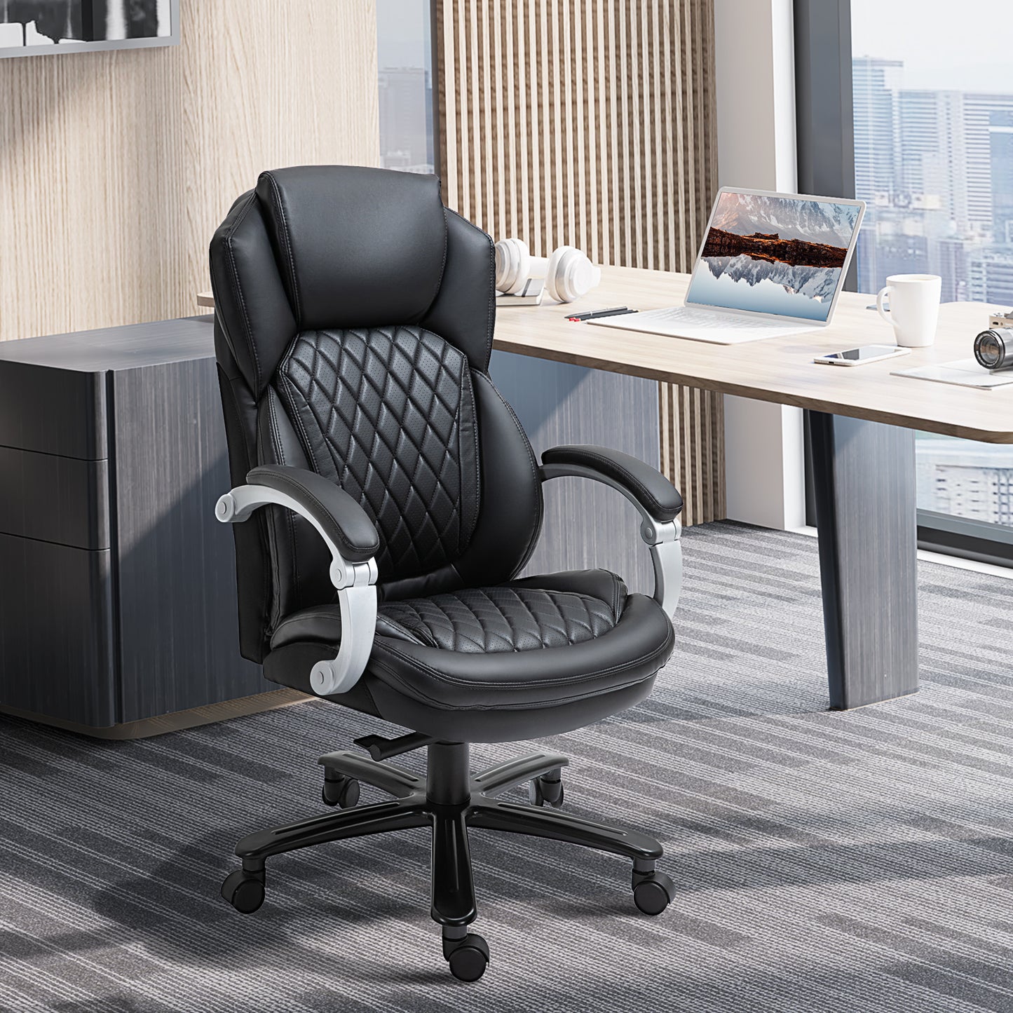 Odessa Big & Tall PU Leather Executive Office Chair, Black