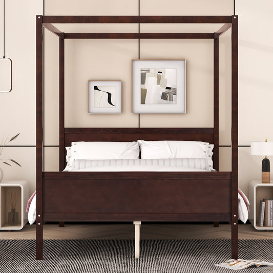 Clement Queen Size Canopy Bed, Espresso