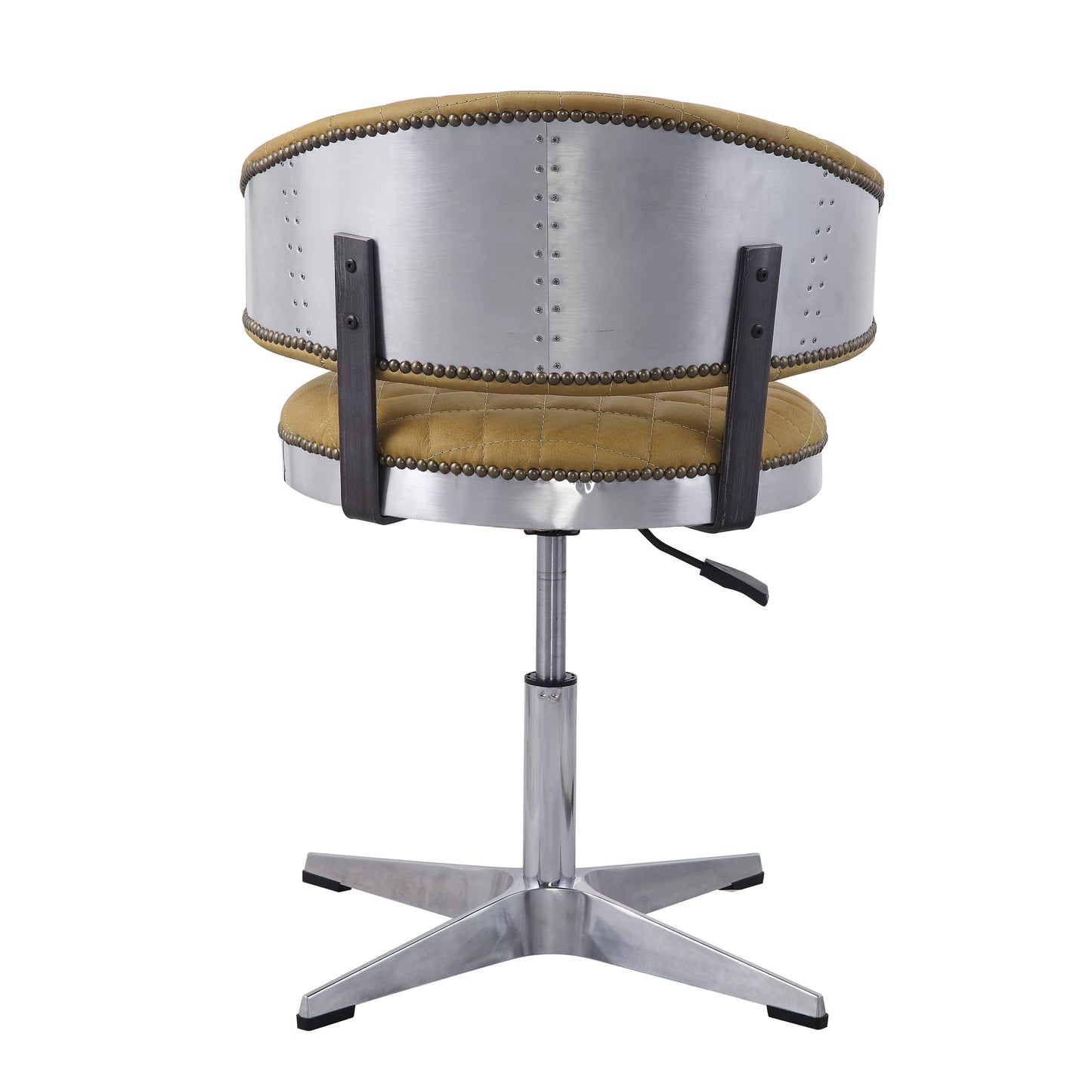 Turmeric and Chrome Adjustable Swivel Tufted Stool