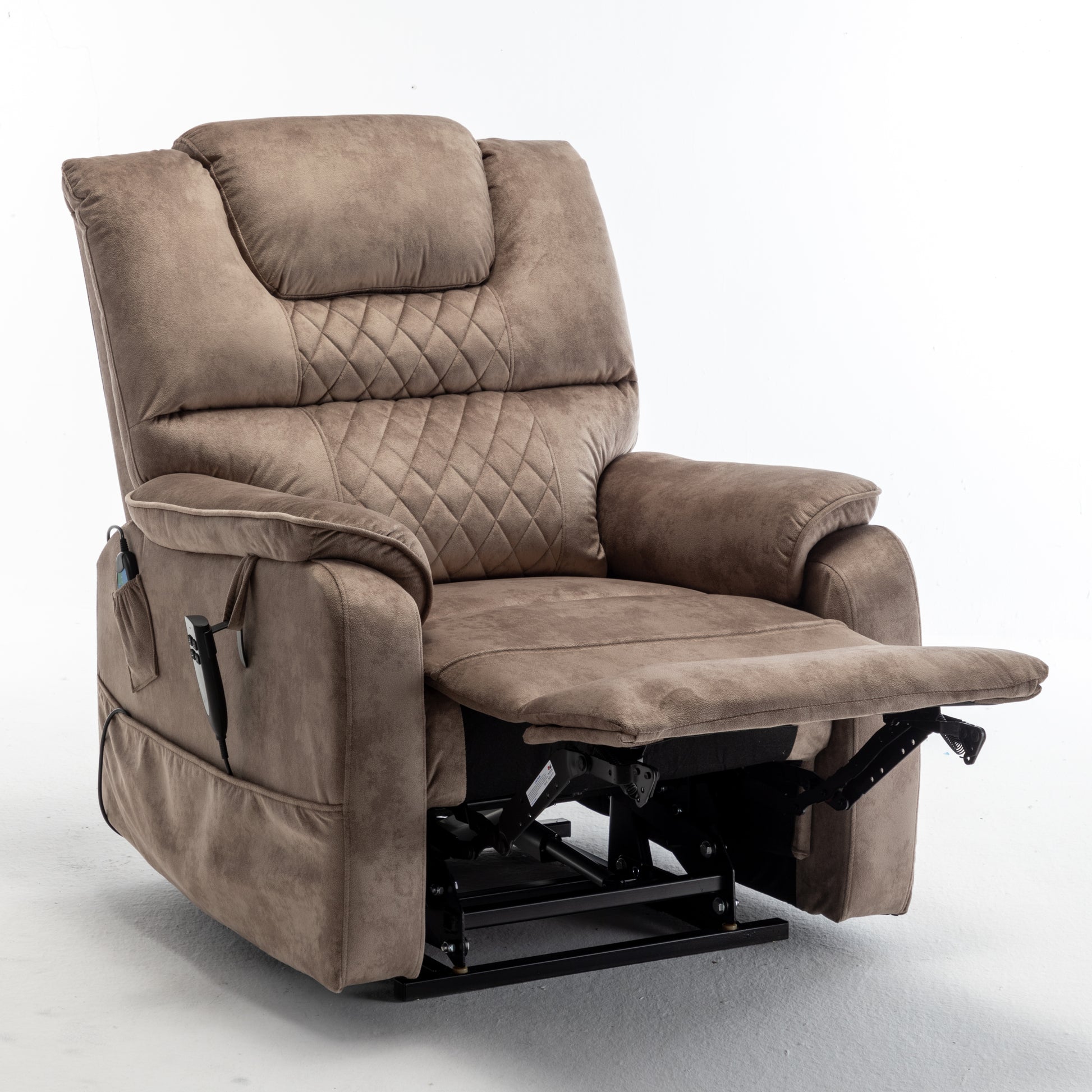 Ophira Velvet Power Lift Chair with Pocket, Brown