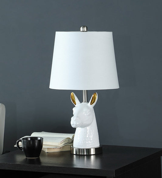 20.5' Patagonia White Llama Bust Resin Table Lamp