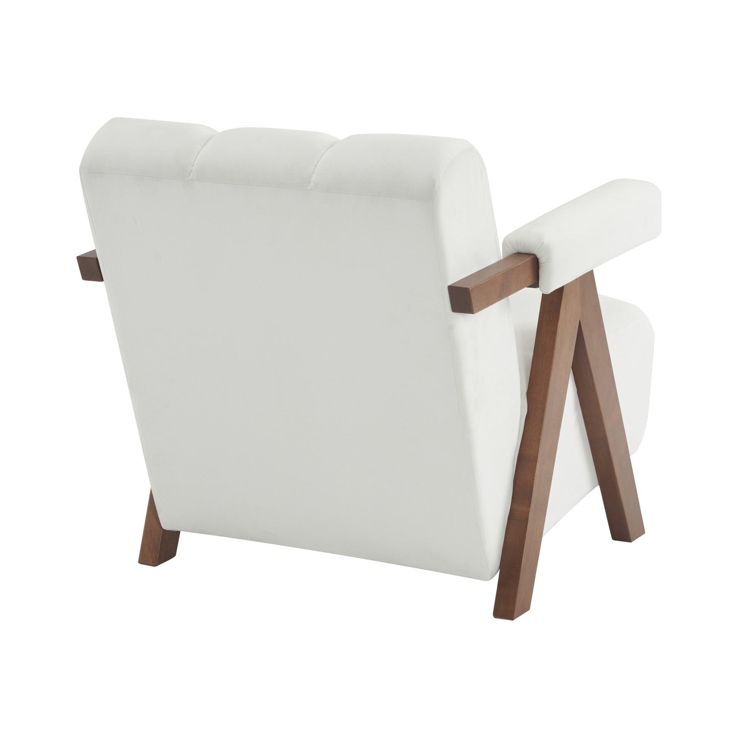 Odalys Elegant Mid-Century Modern Ivory White Velvet Accent Chair