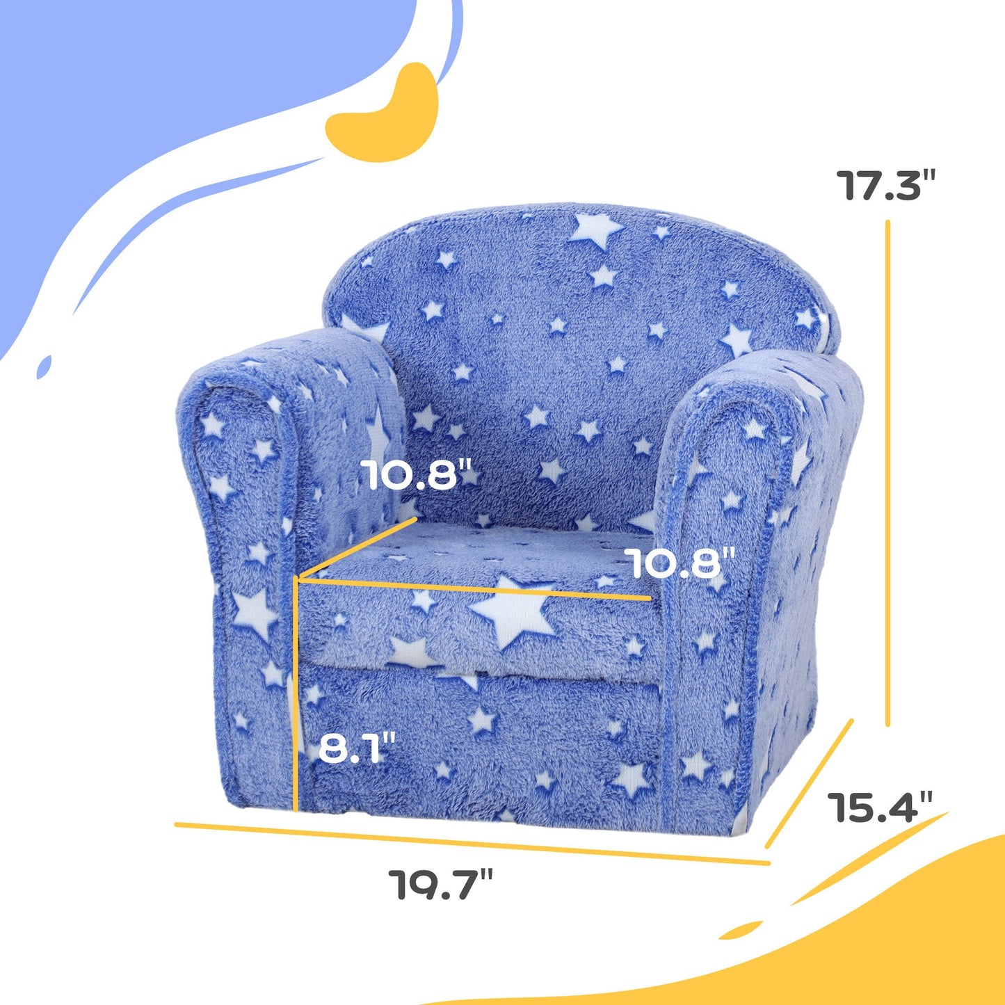 Toddler Chair with Glow in the Dark Star Design & Wooden Frame