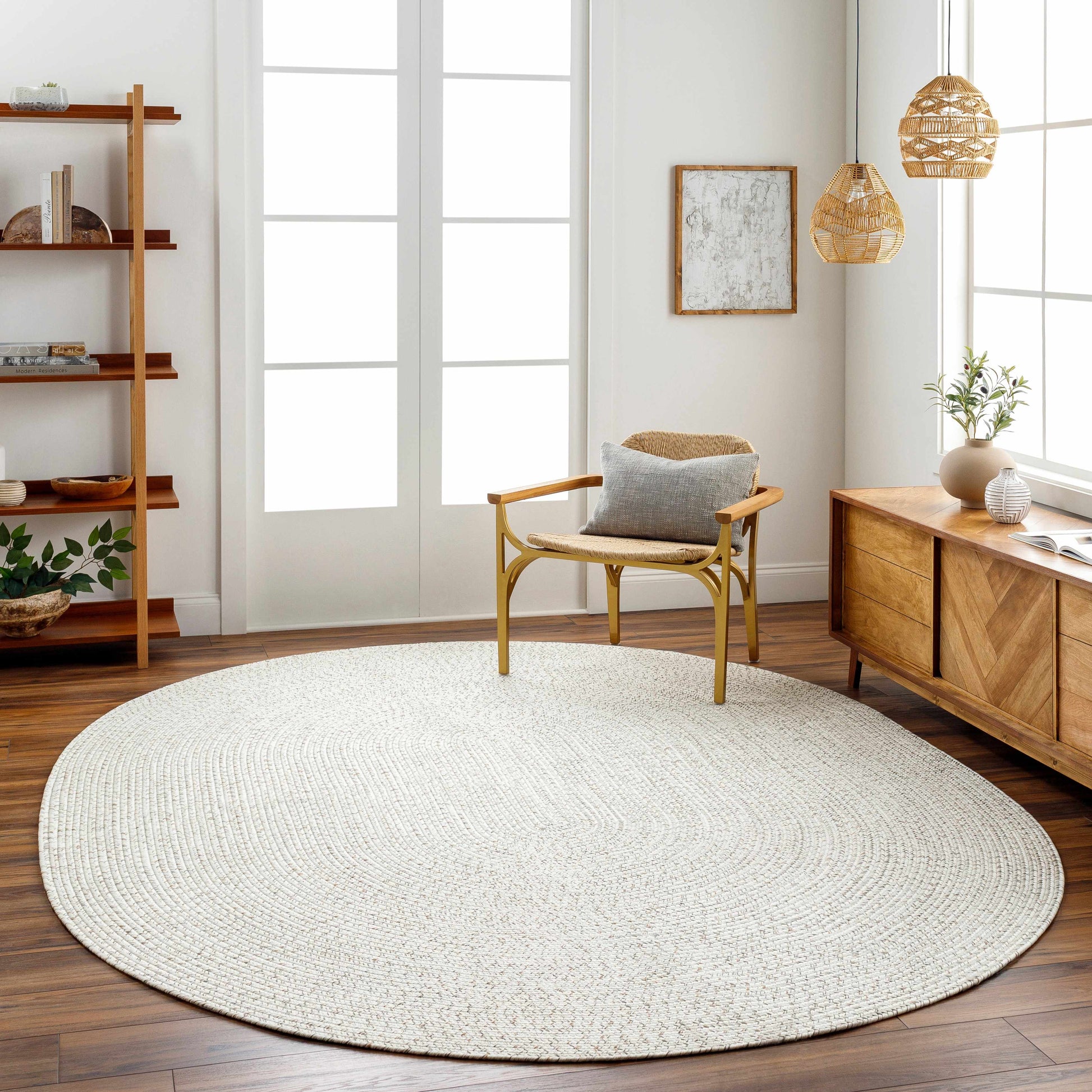 Beige Braided Faux Jute Rug