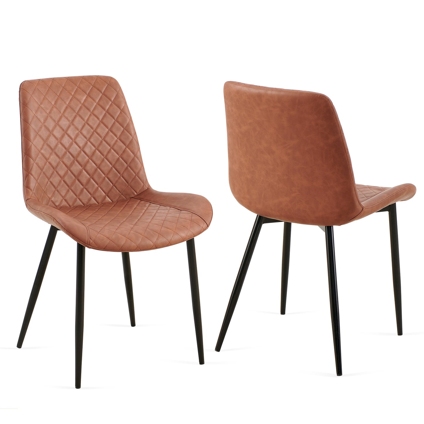 Taryn Mid-Century Modern PU Leather Side Chairs Set of 2 Brown