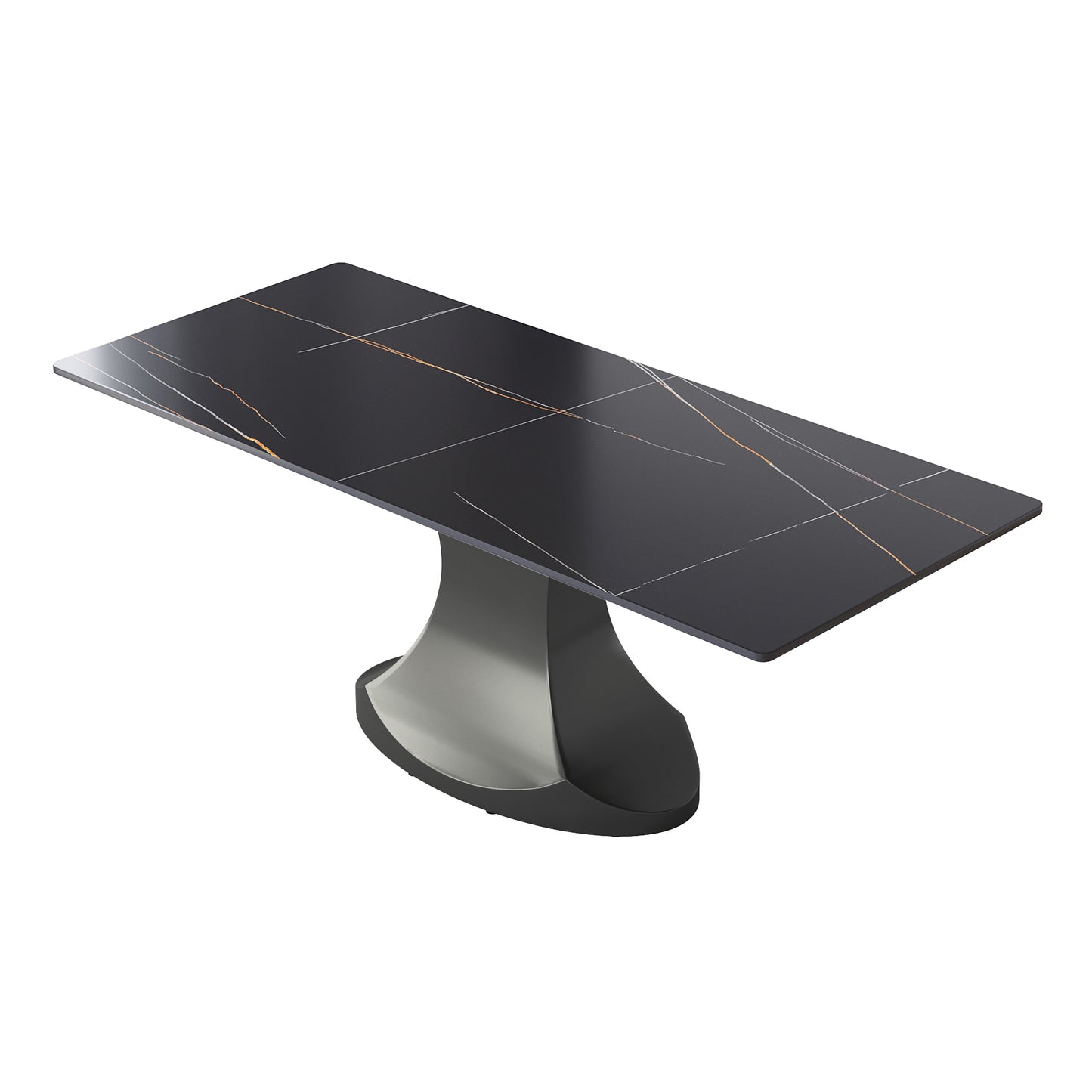 Calypso 78" Modern Faux Marble Dining Table, Black