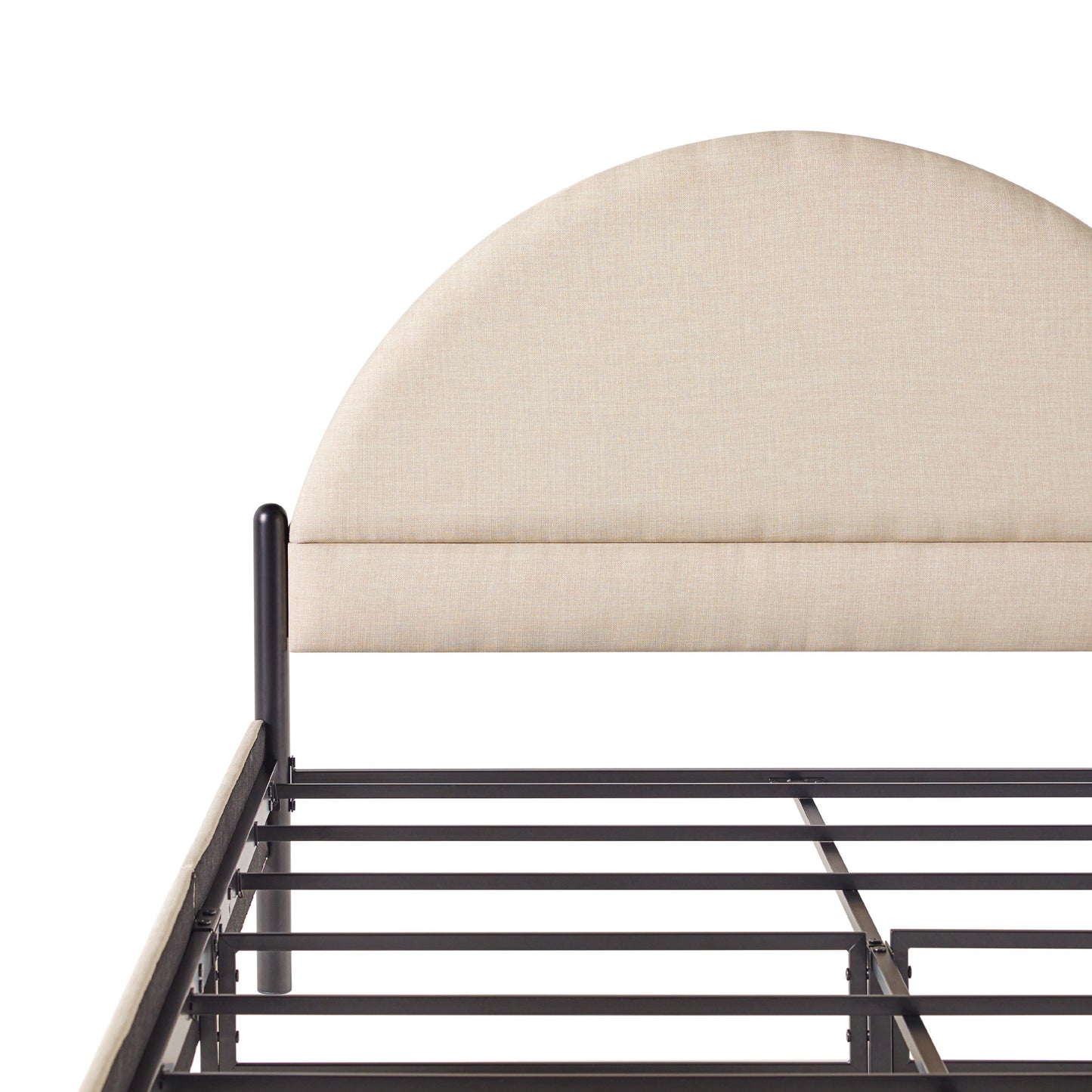 Alina Modern Upholstered Curved Headboard Queen Bedframe – Oatmeal