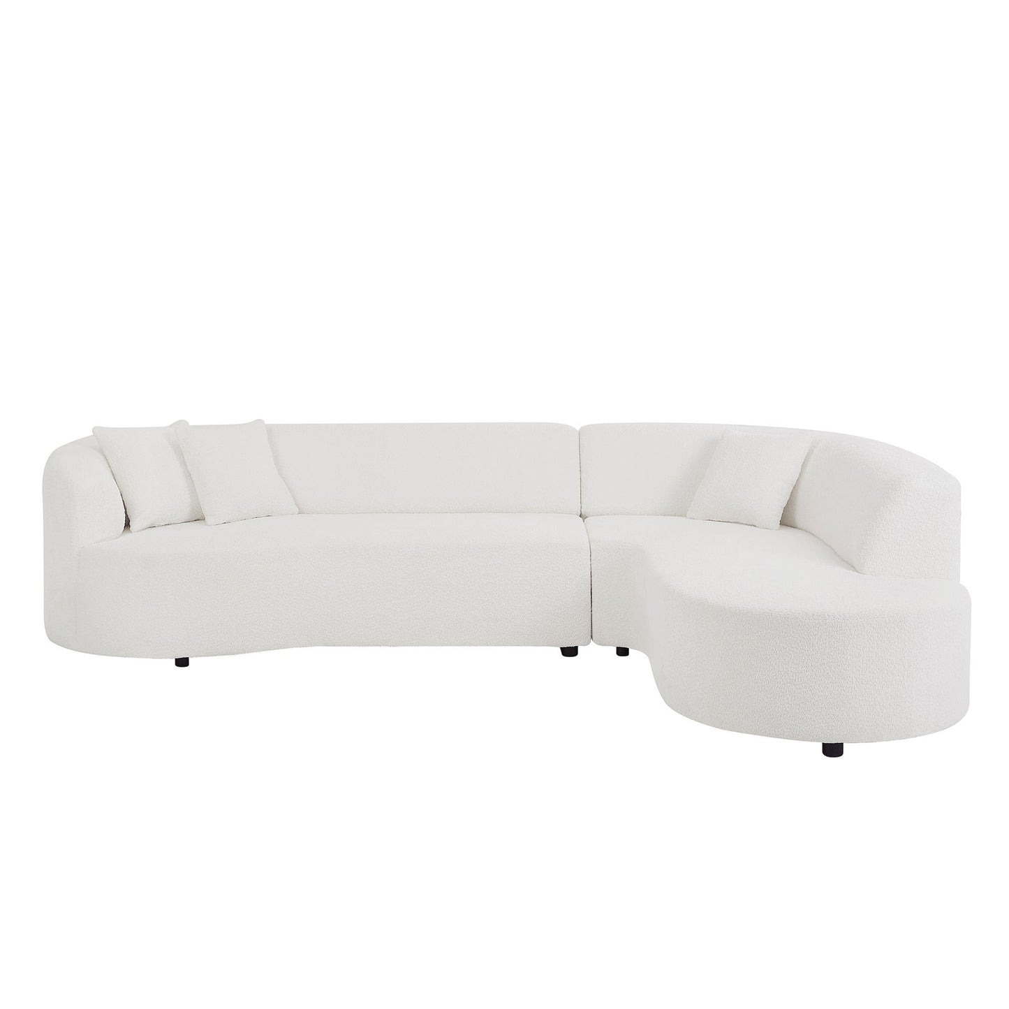 Kassian Modern Curved Sectional in White Boucle Upholstery