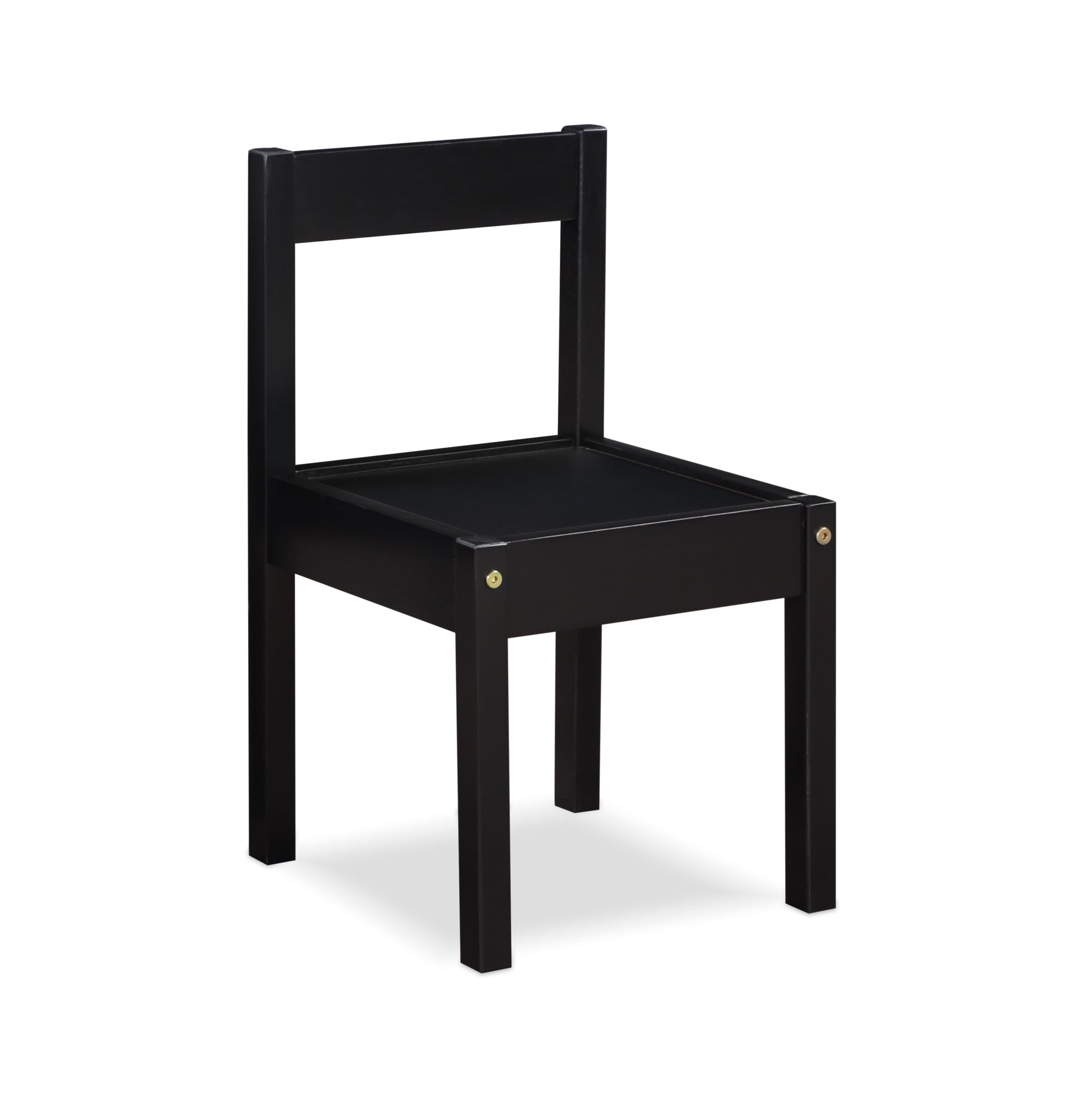 Della 3-Piece Solid Wood Kids Table & Two Chair Set, Black