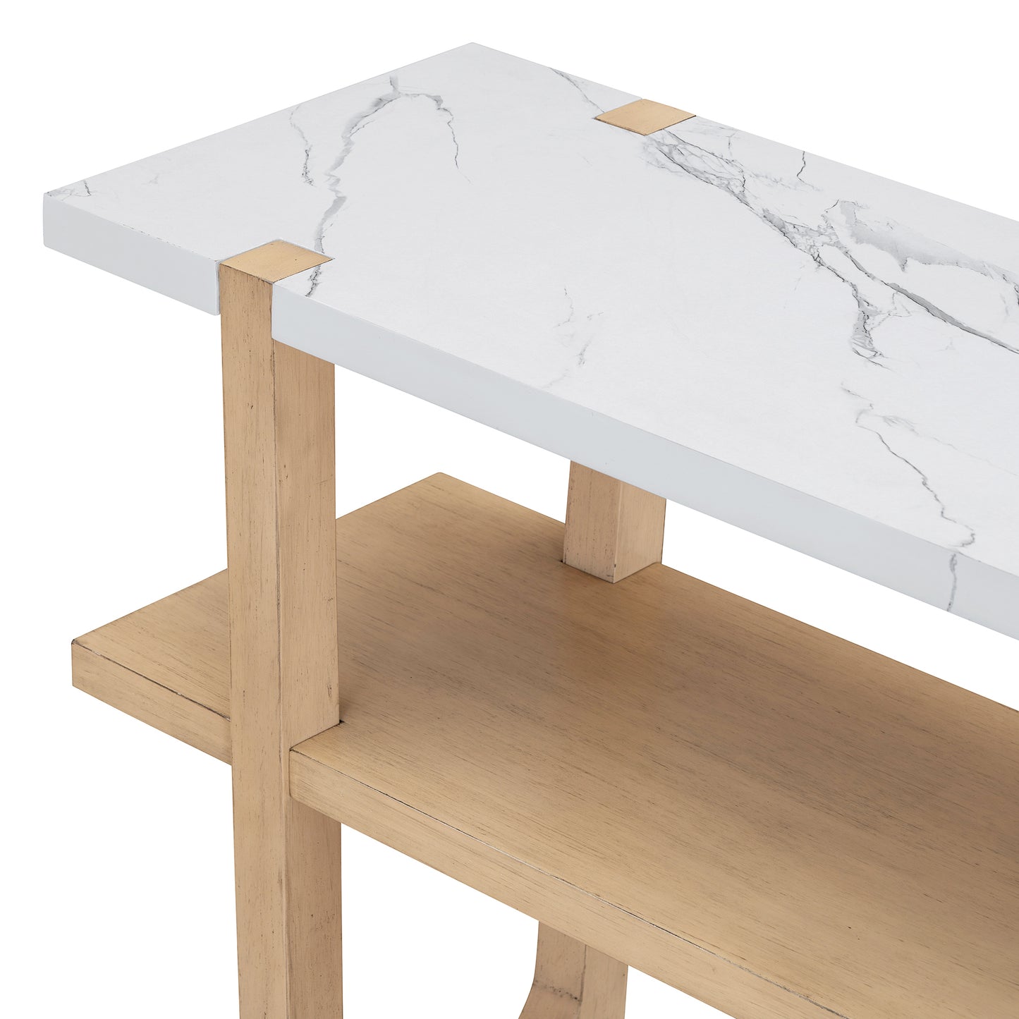 Idalia Elegant Console Table with Faux Marble Top, Natural