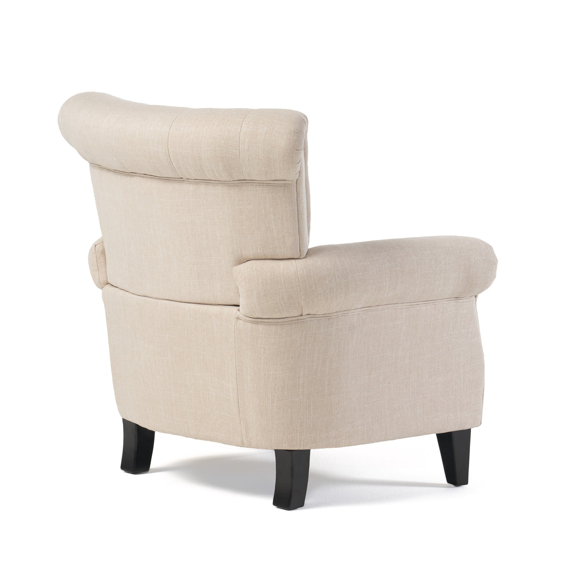 Briar Traditional Tufted Flared Arm Chair with Black Legs, Beige