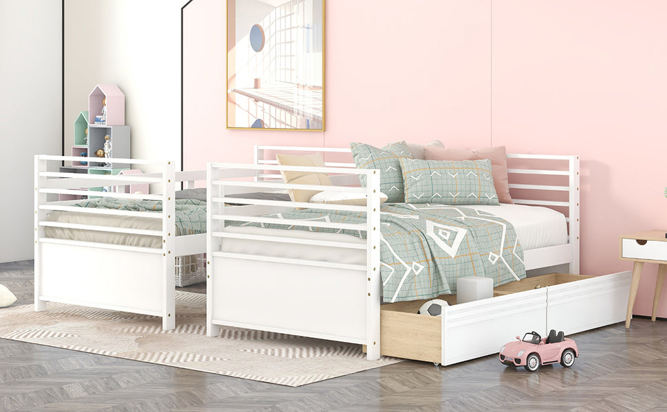 Rachel Twin over Twin Wood Bunk Bed with Two Drawers - White