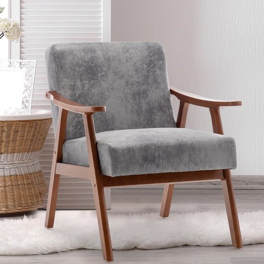 Lyraea Mid-Century Modern Grey Fabric Wingback Accent Chair