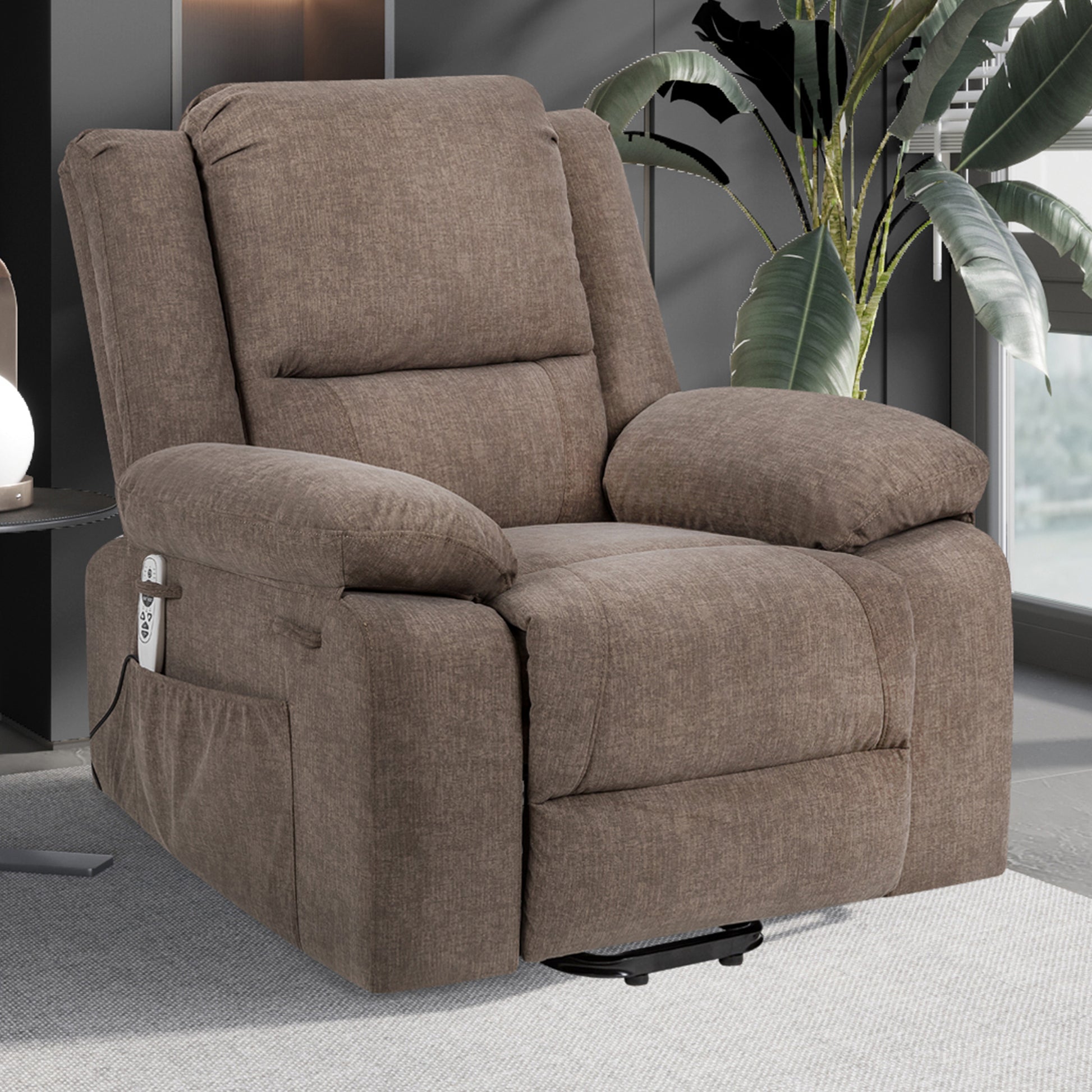 Elgen Power Lift Recliner with Massage & Heat, Brown