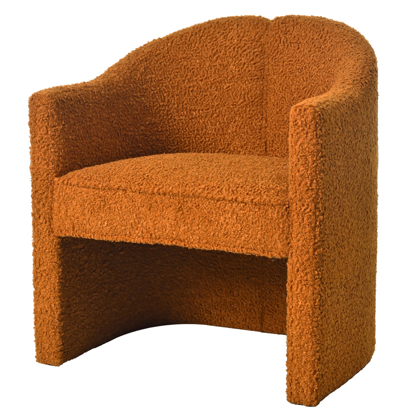 Soren Modern Curved Boucle Accent Chair, Caramel