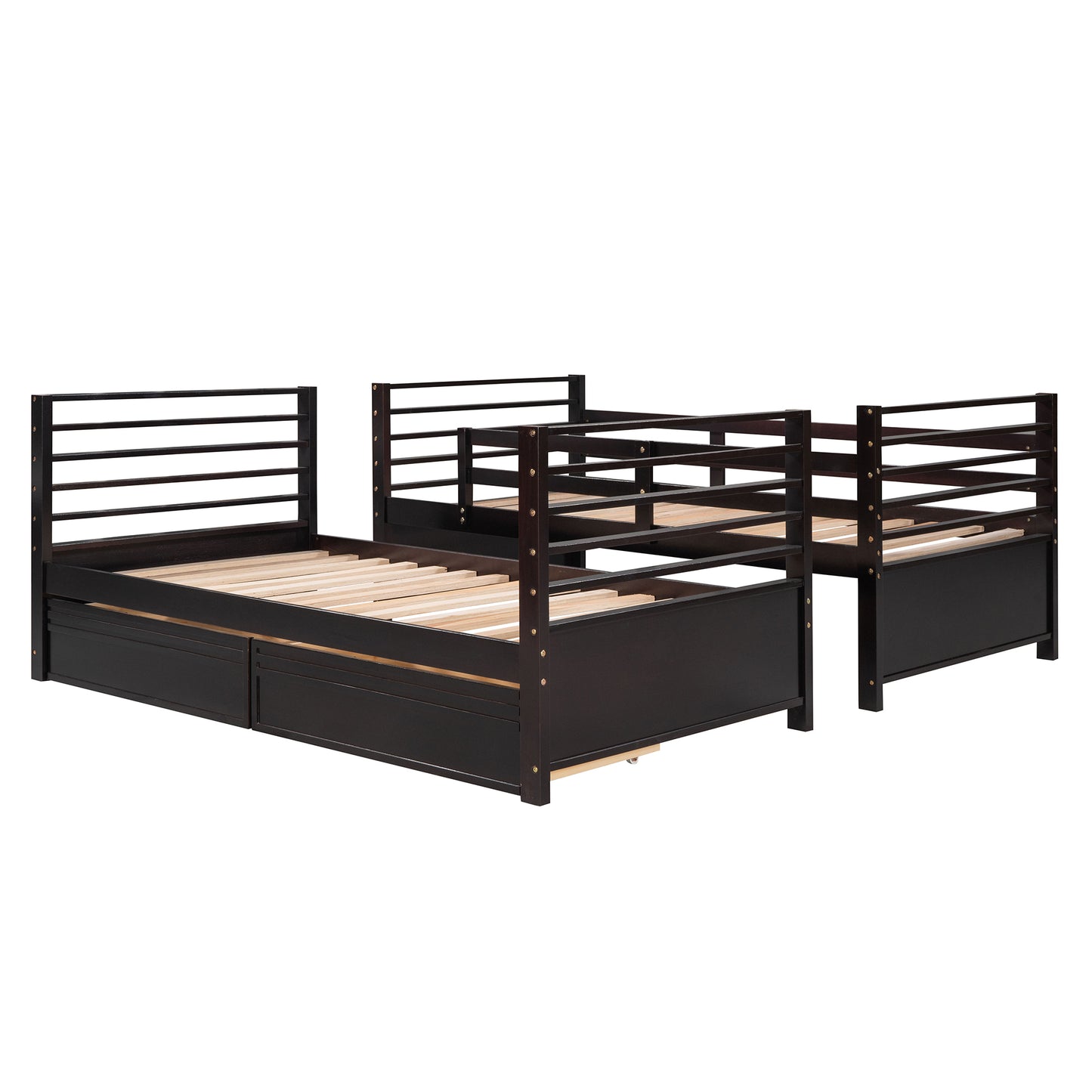 Rachel Twin over Twin Wood Bunk Bed with Two Drawers - Espresso