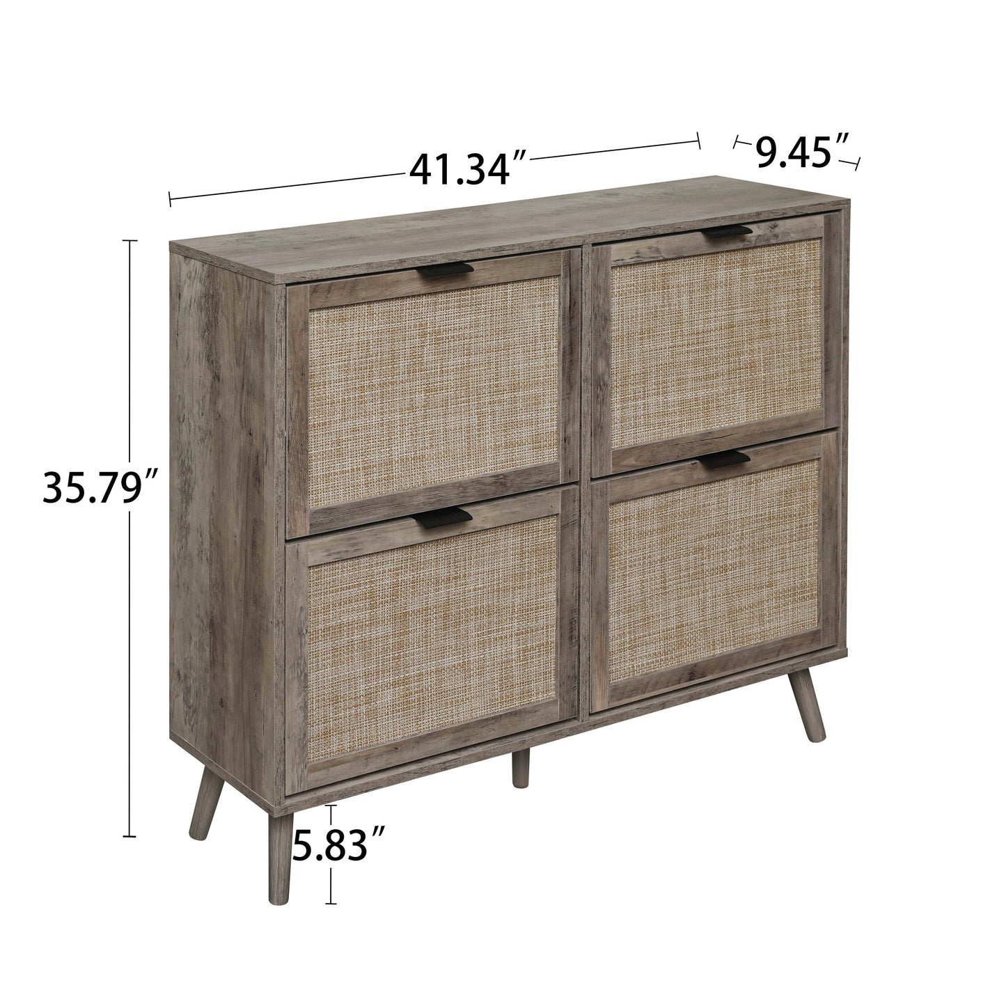 Ione Modern Shoe Cabinet with Engineered Rattan Doors, Gray