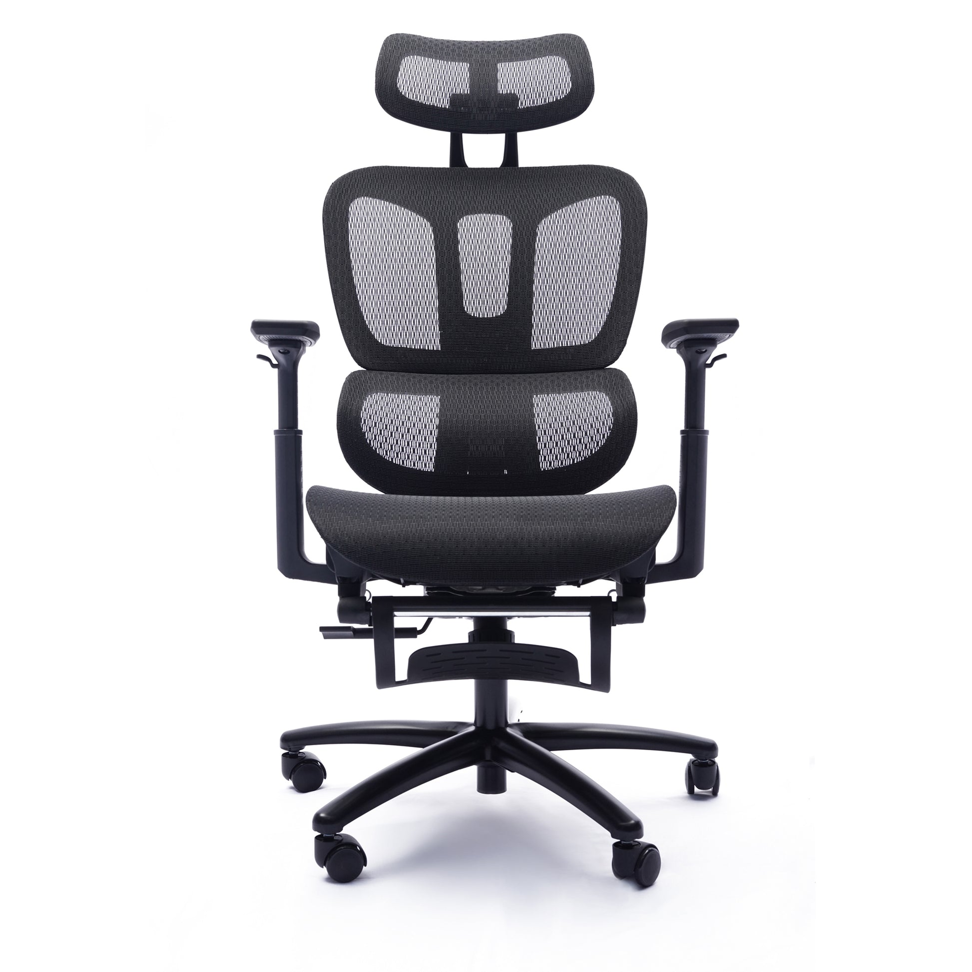 Adjustable Ergonomic Black Mesh Office Chair with Headrest and Footrest, Conference/Computer Desk Chair