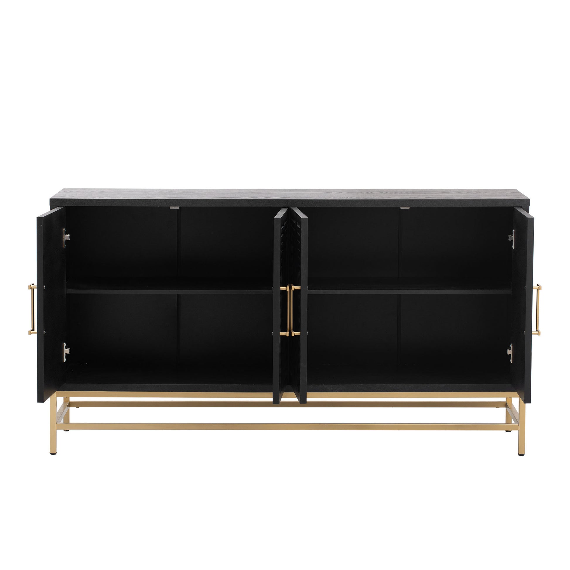 Nixie Mid-Century Modern Cabinet with Gold Legs, Black