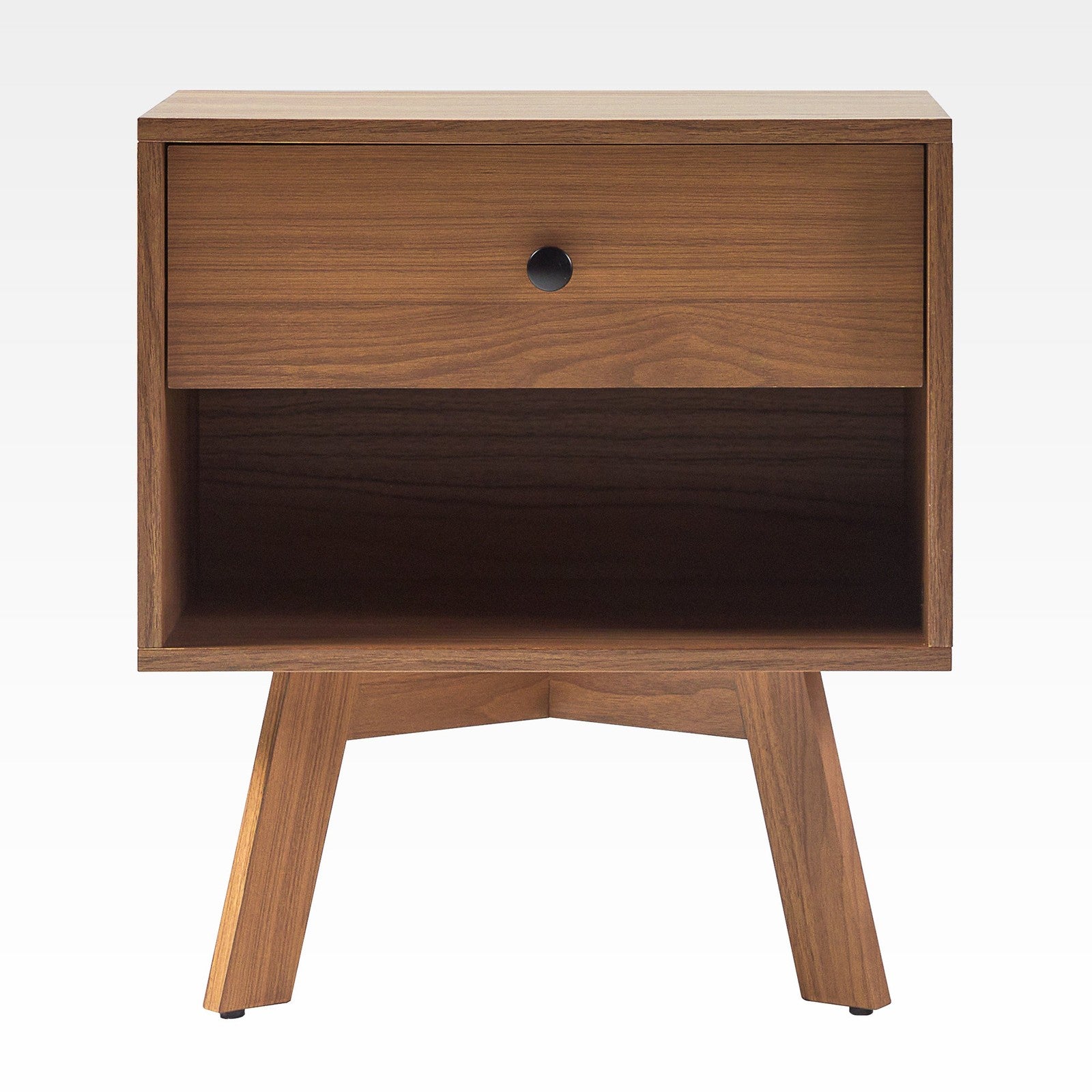 Beulah Mid-Century Modern Minimalist 1-Drawer Nightstand – Mocha