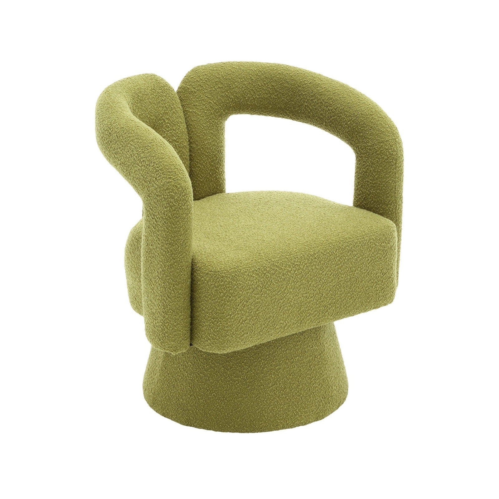 Coolmore Versatile Comfort Olive Green Boucle 360° Swivel Cuddle Barrel Accent Chair