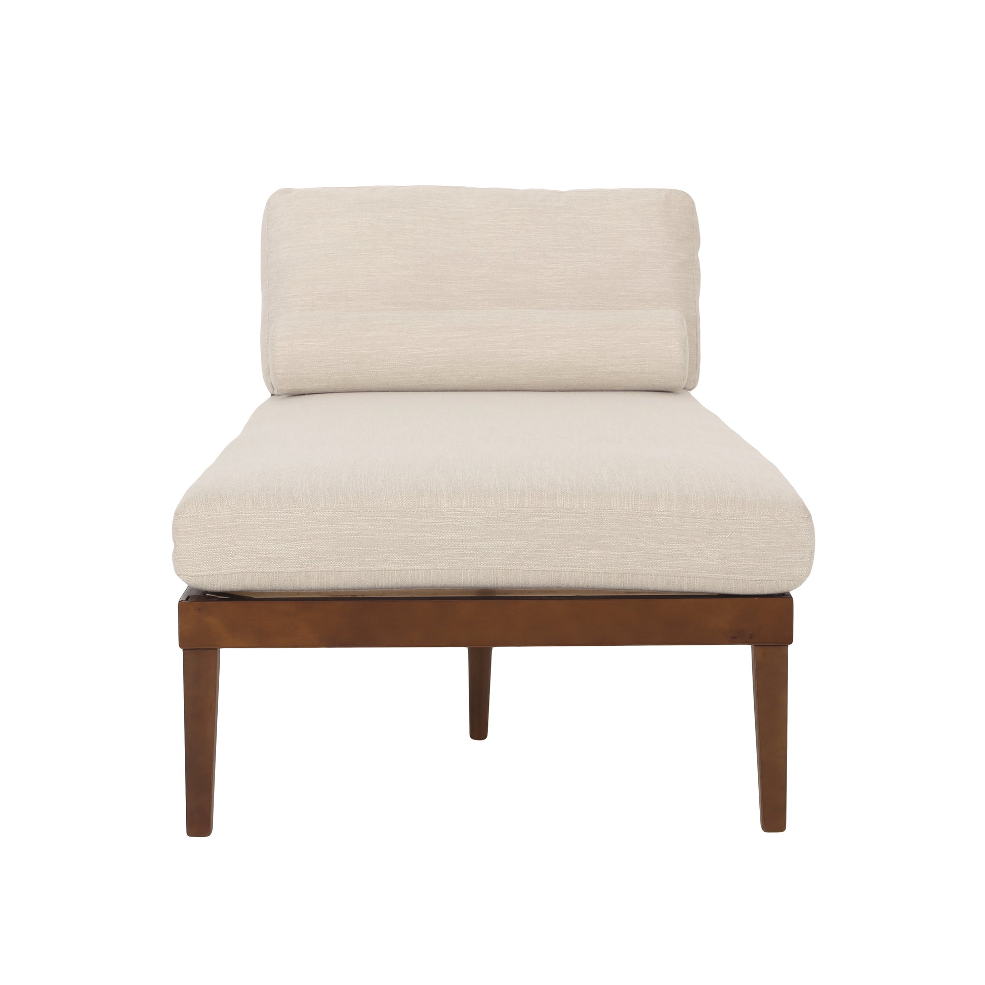 Lucille Mid-Century Modern Chaise Lounge, Beige & Brown