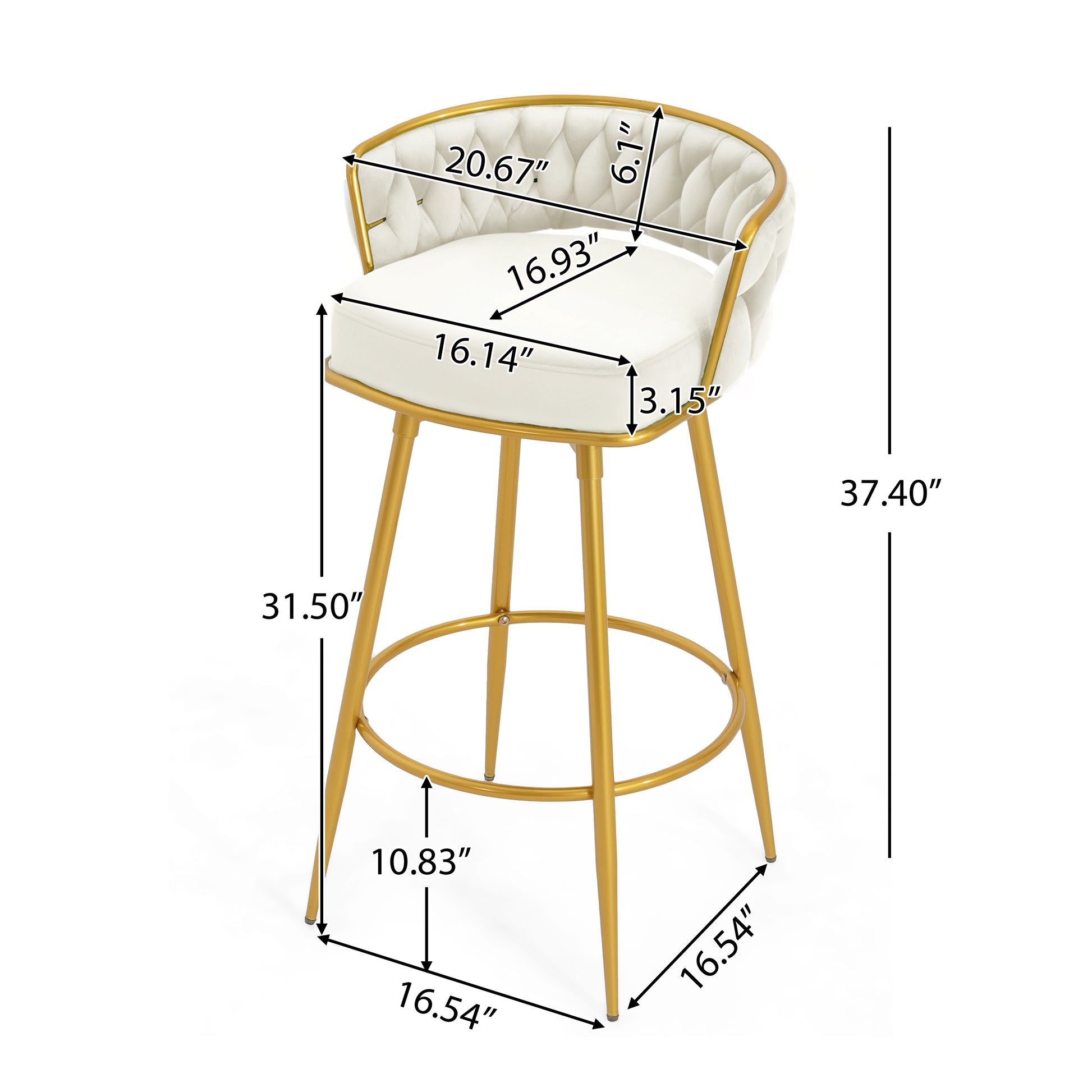 Azariah 31.5' Velvet Swivel Bar Stools Set of 2 Beige