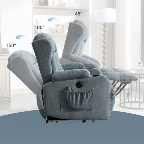 Whitlea Power Lift Recliner with Infinite Position, Heat, & Massage, Gray