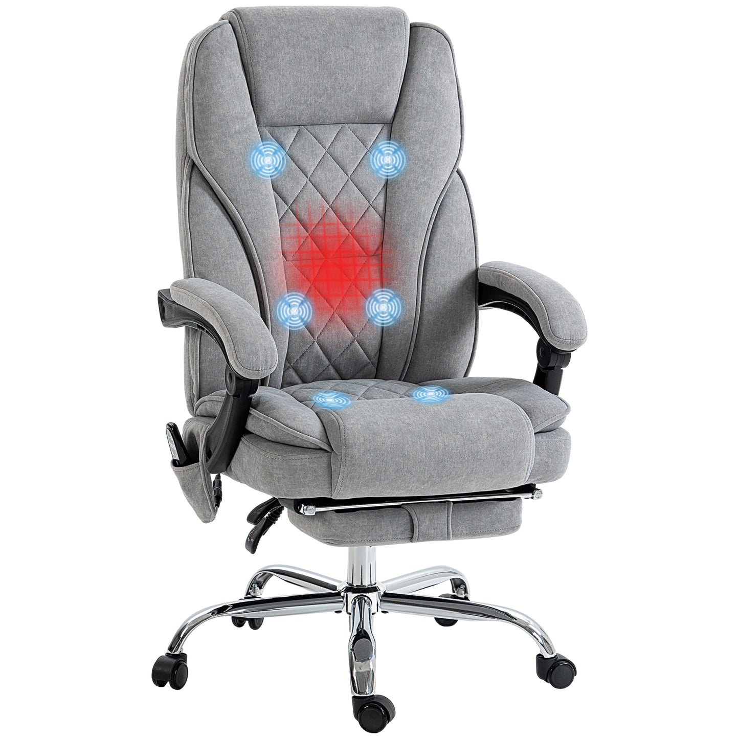 Gabrielle Upholstered Office Chair with Heat & Massage, Gray