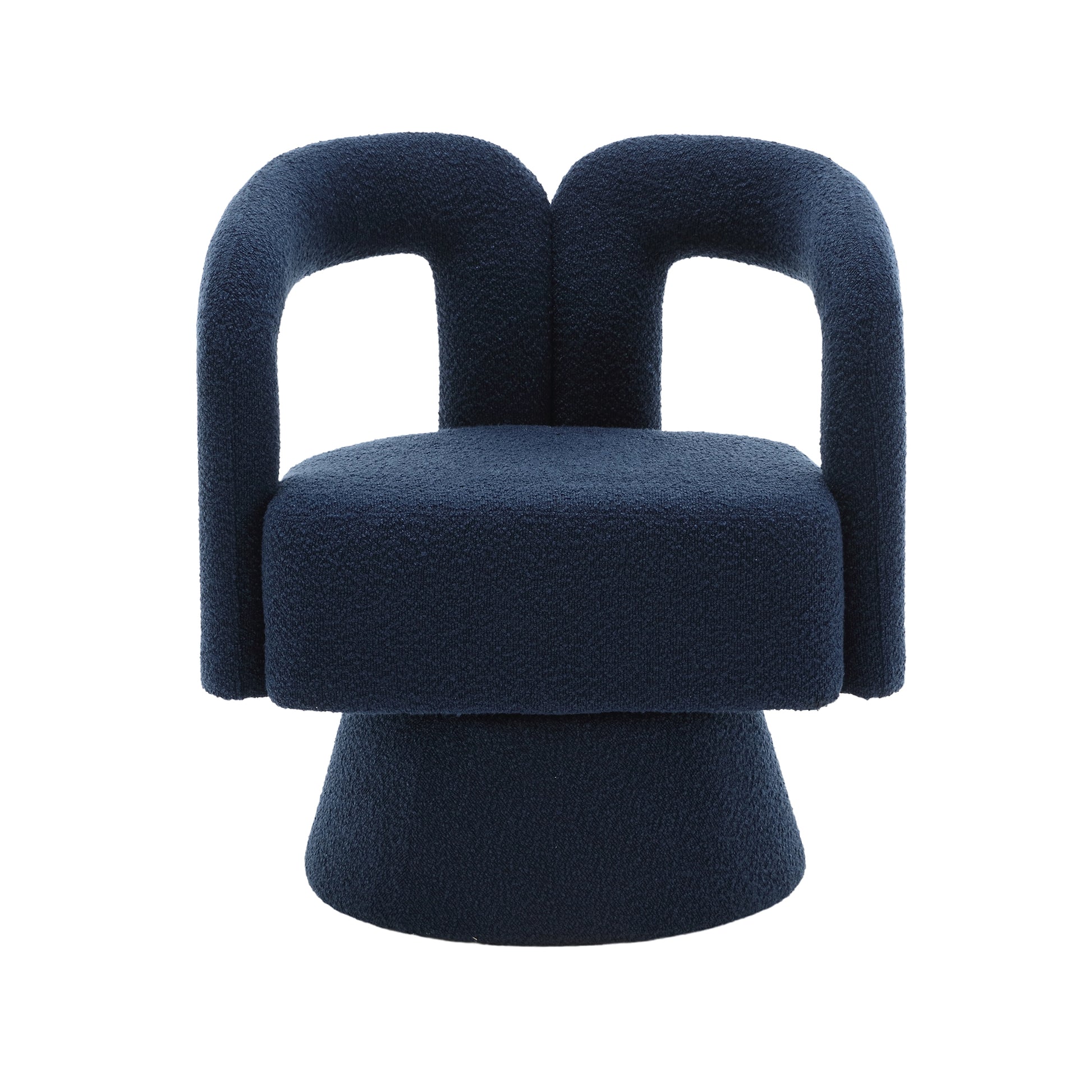 Coolmore Versatile Comfort Navy Boucle 360° Swivel Cuddle Barrel Accent Chair