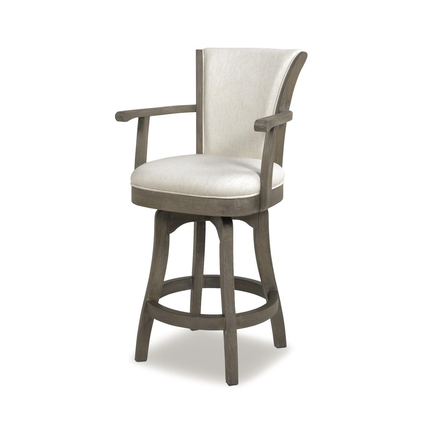 Galatea 27in Swivel Counter Height Bar Stool, Natural White Linen