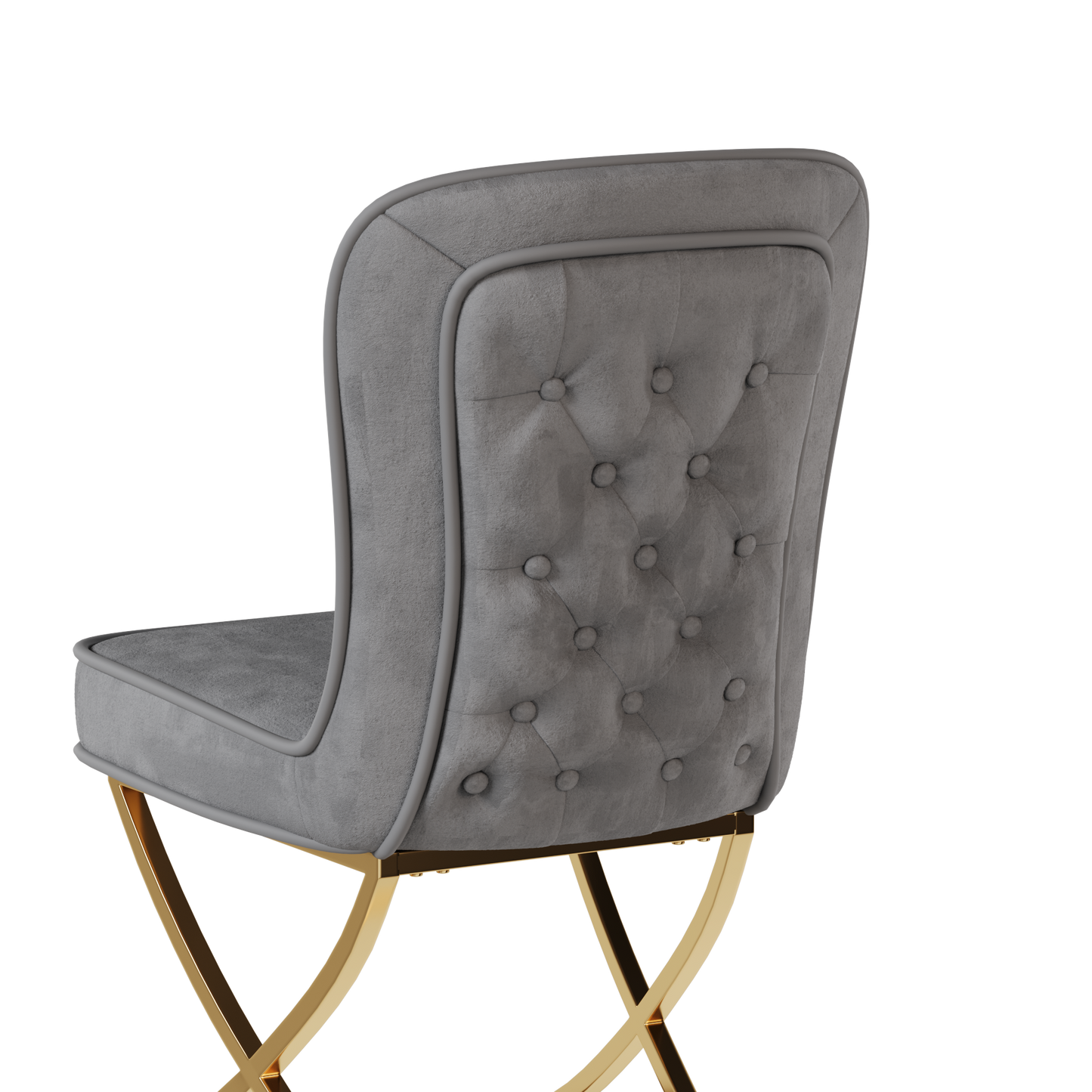 Modern Elegance Velvet Dining Chairs with Golden Metal Legs Set of 2 Grey