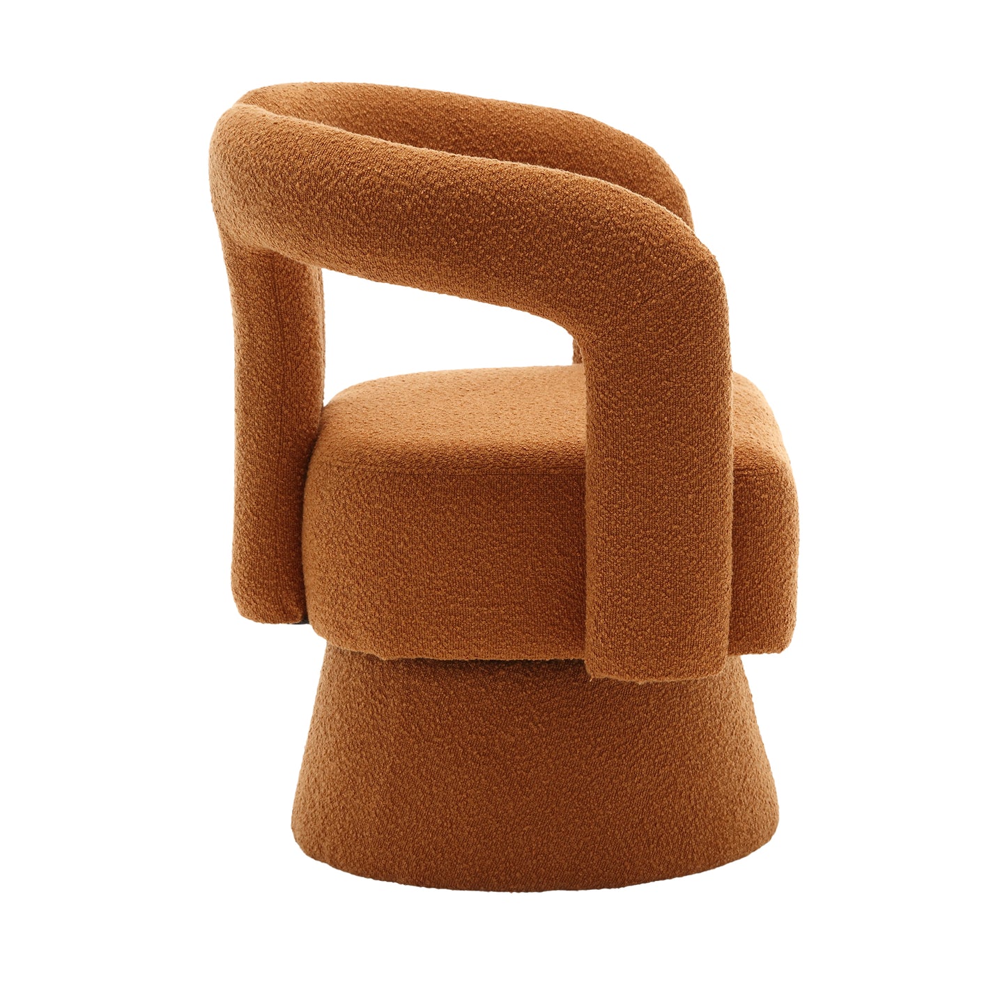 Coolmore Versatile Comfort Orange Boucle 360° Swivel Cuddle Barrel Accent Chair