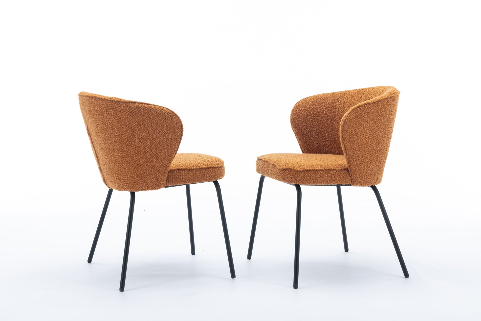 Lindy Modern Boucle Dining Chairs with Black Legs Set of 2 - Ginger