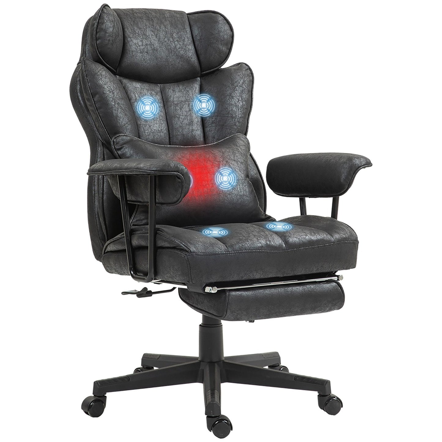 Herbie Big & Tall Microfiber Executive Office Chair with Heat & Massage, Black