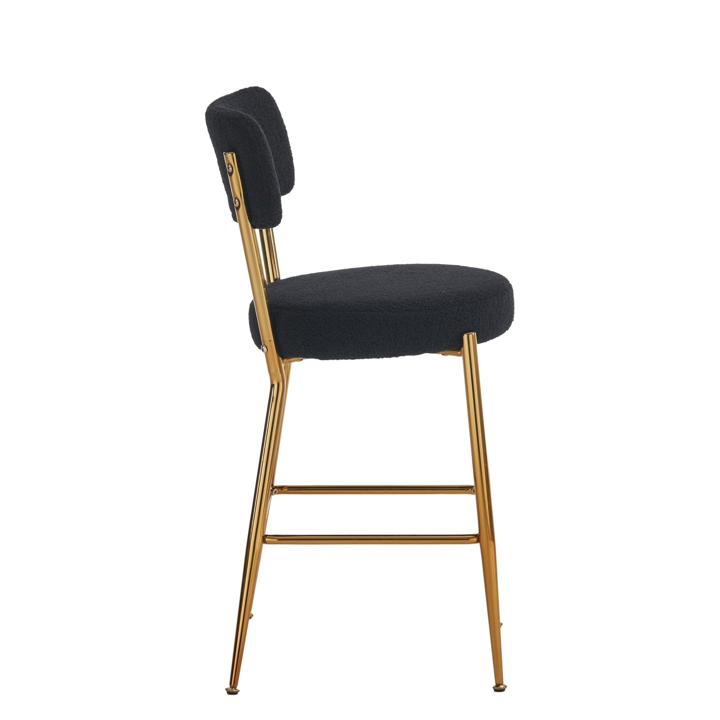 Tallulah Modern Teddy Upholstered Counter Height Stools Set of 2 Black & Gold