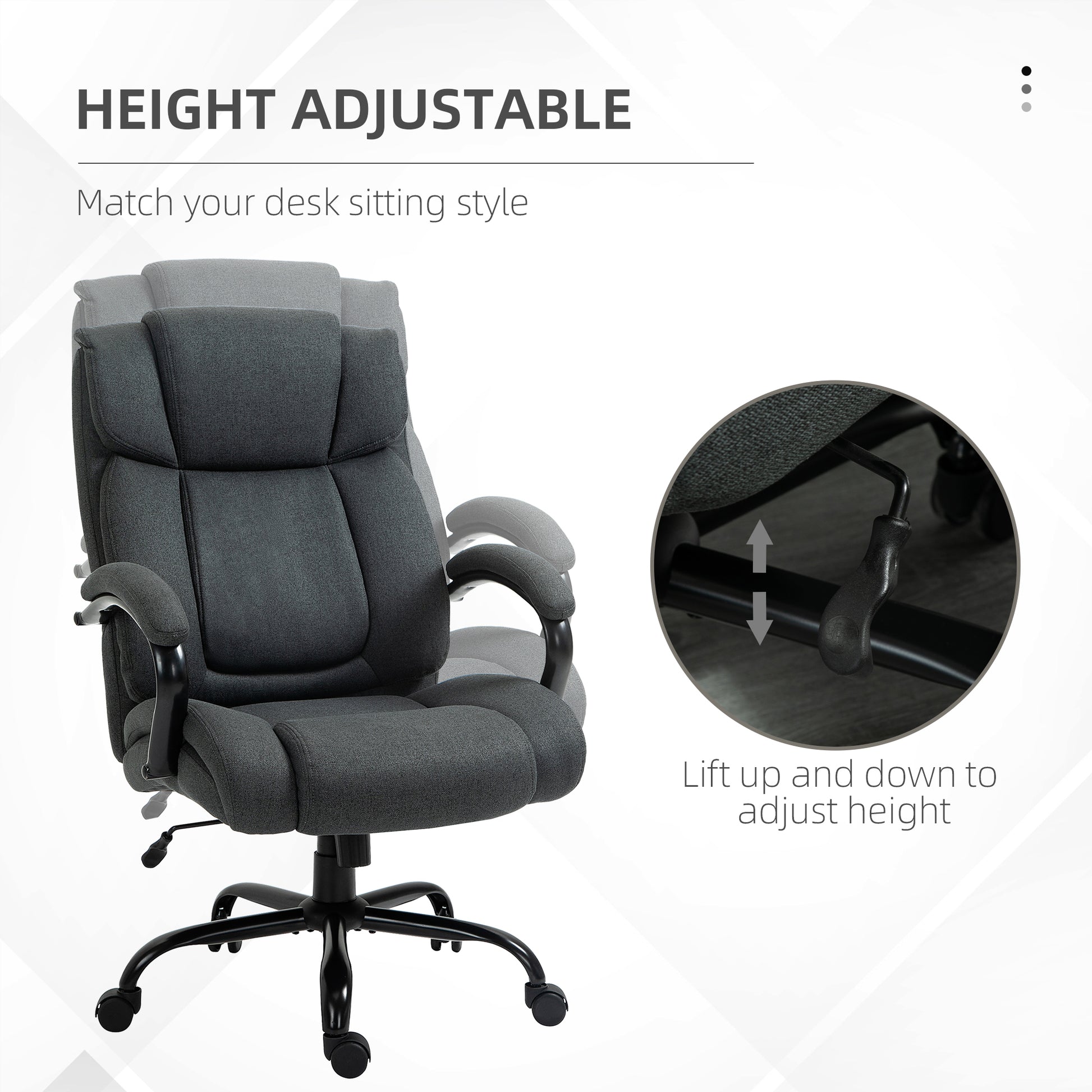 Park High Back Big and Tall Executive Office Chair in Charcoal Linen