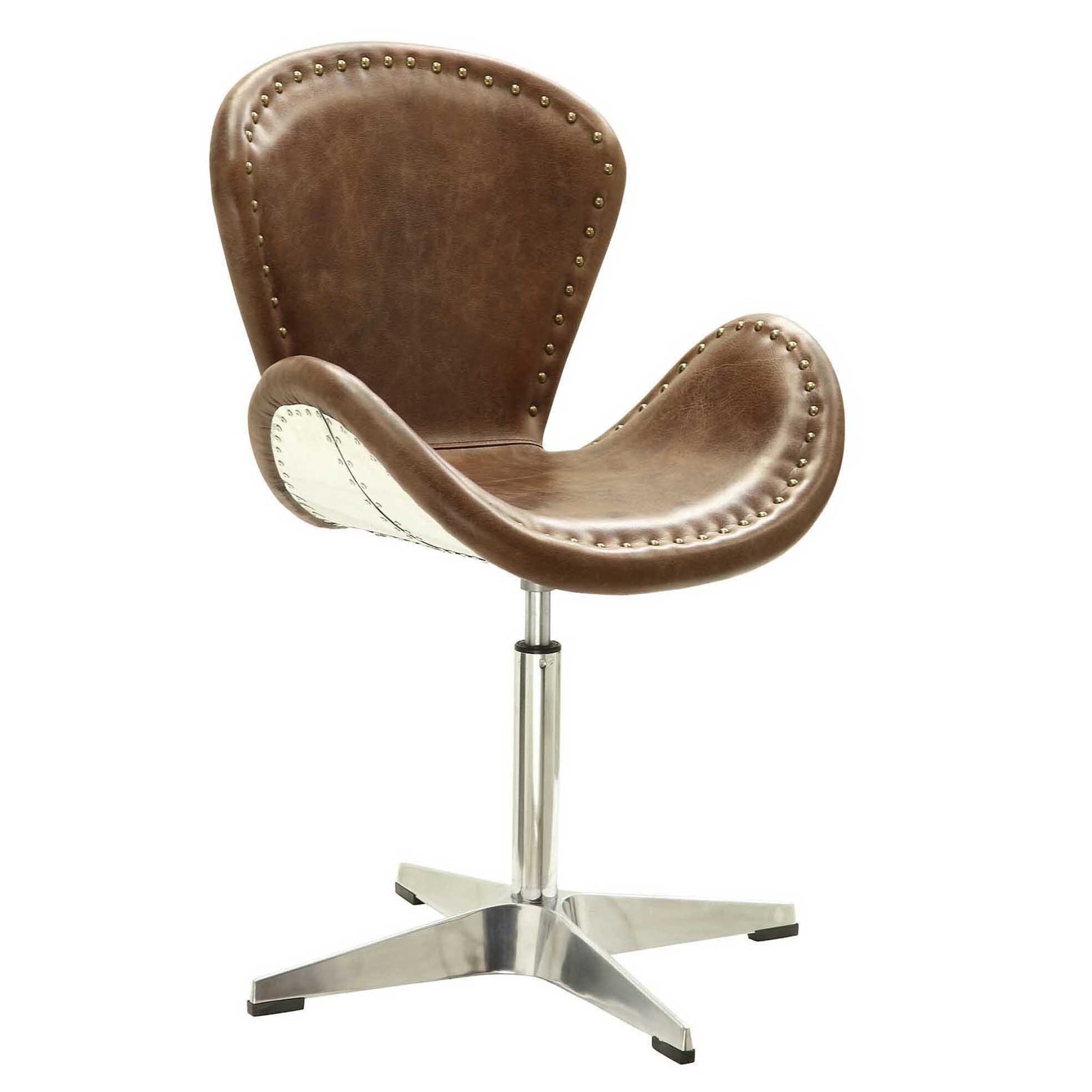 Brancaster Retro Brown and Chrome Bucket Seat Accent Chair