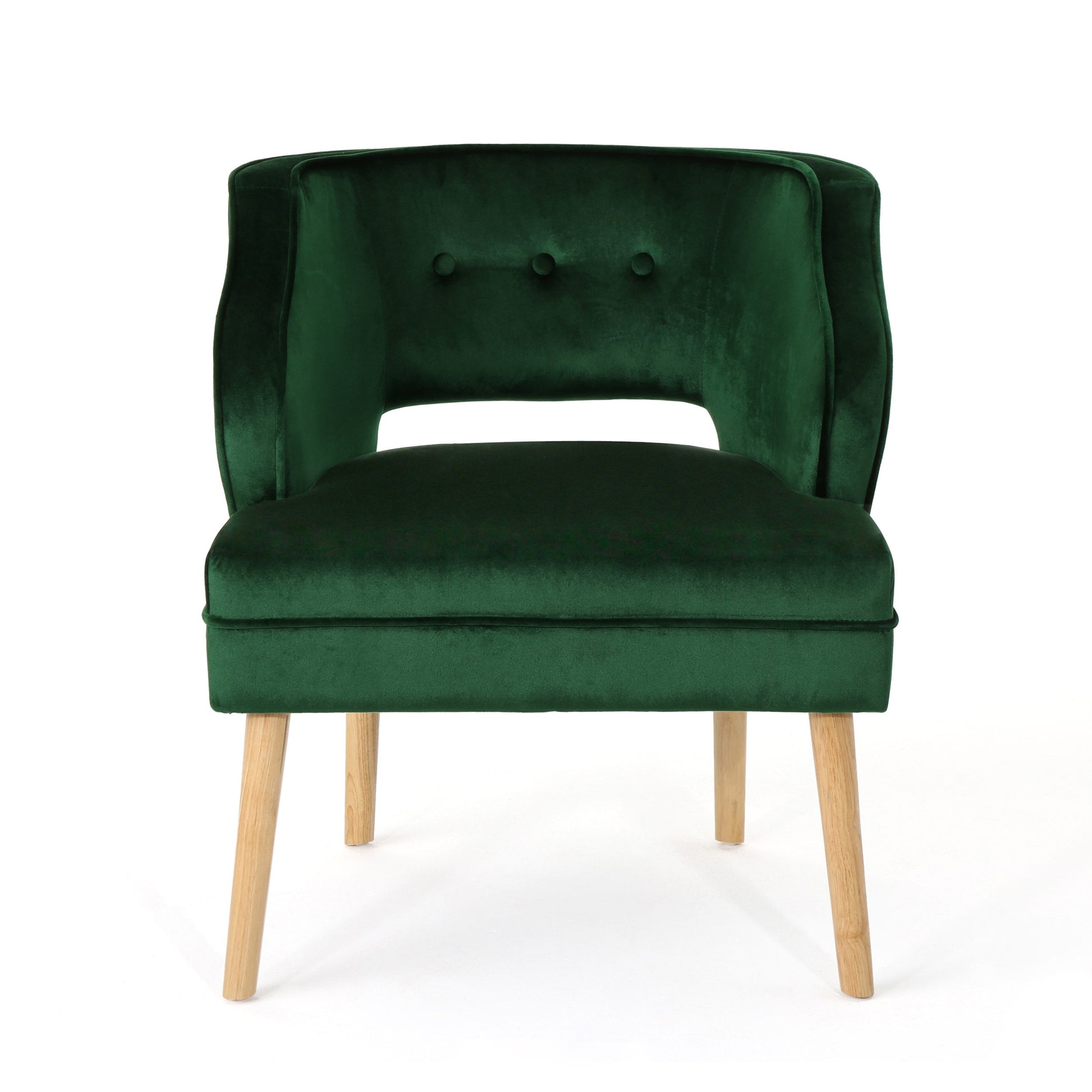 Wren Mid-Century Modern Emerald Green Velvet Tufted Accent Chair